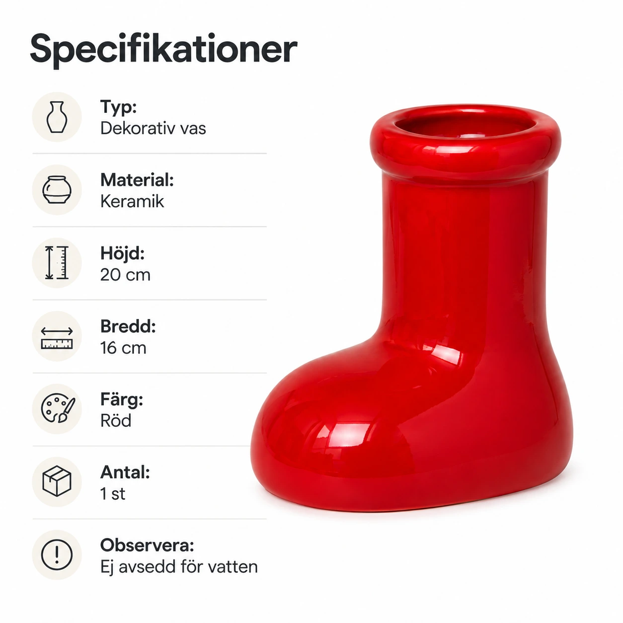 Keramisk vas i dekorativ skodesign för skrivbord och hem