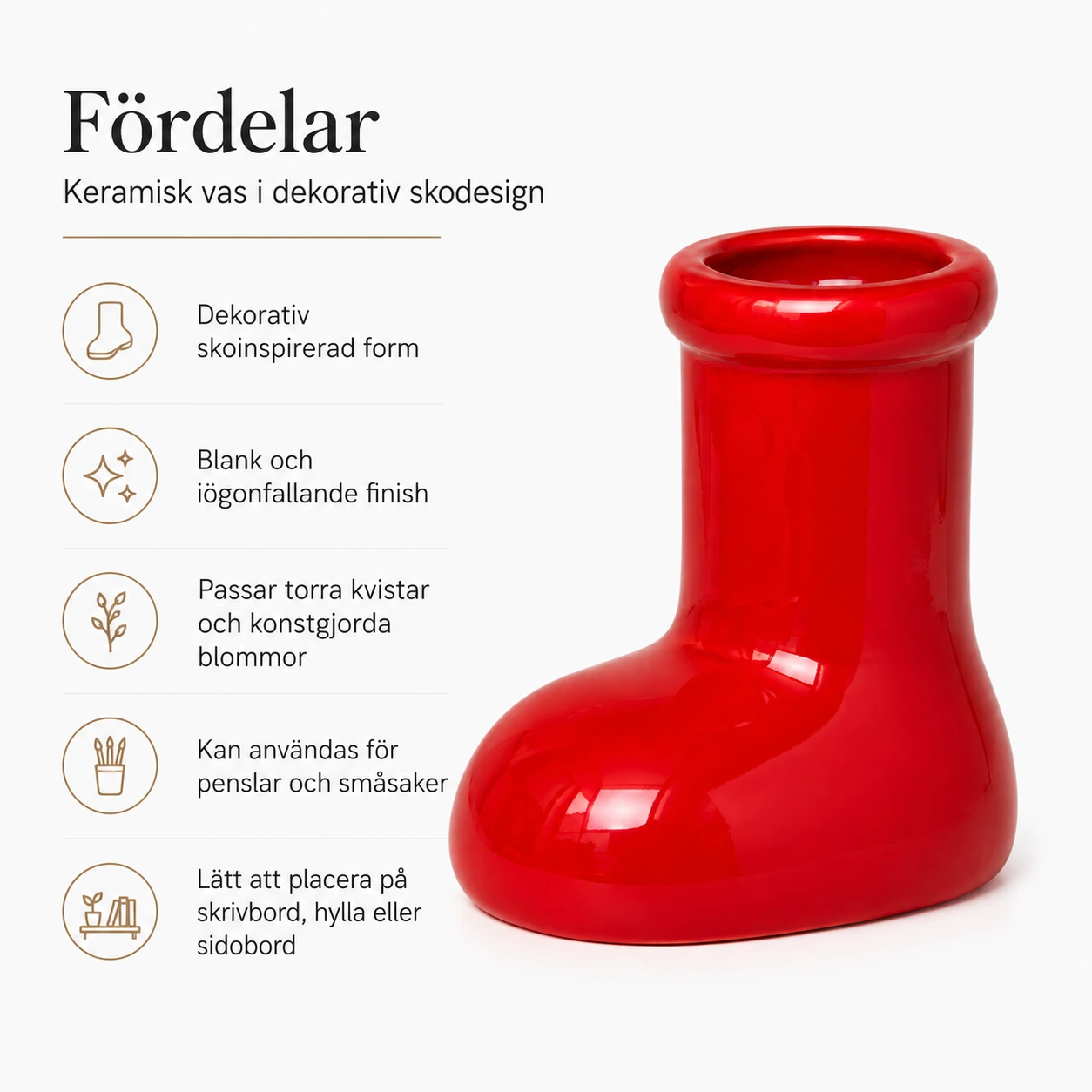Keramisk vas i dekorativ skodesign för skrivbord och hem