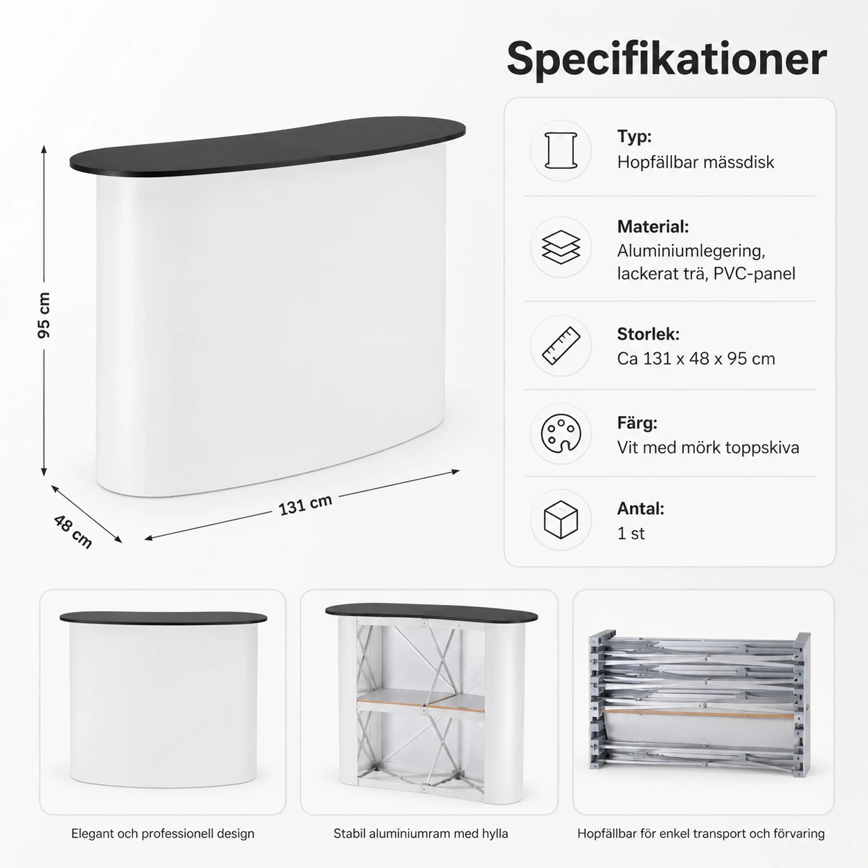 Mässdisk hopfällbar för event och butik