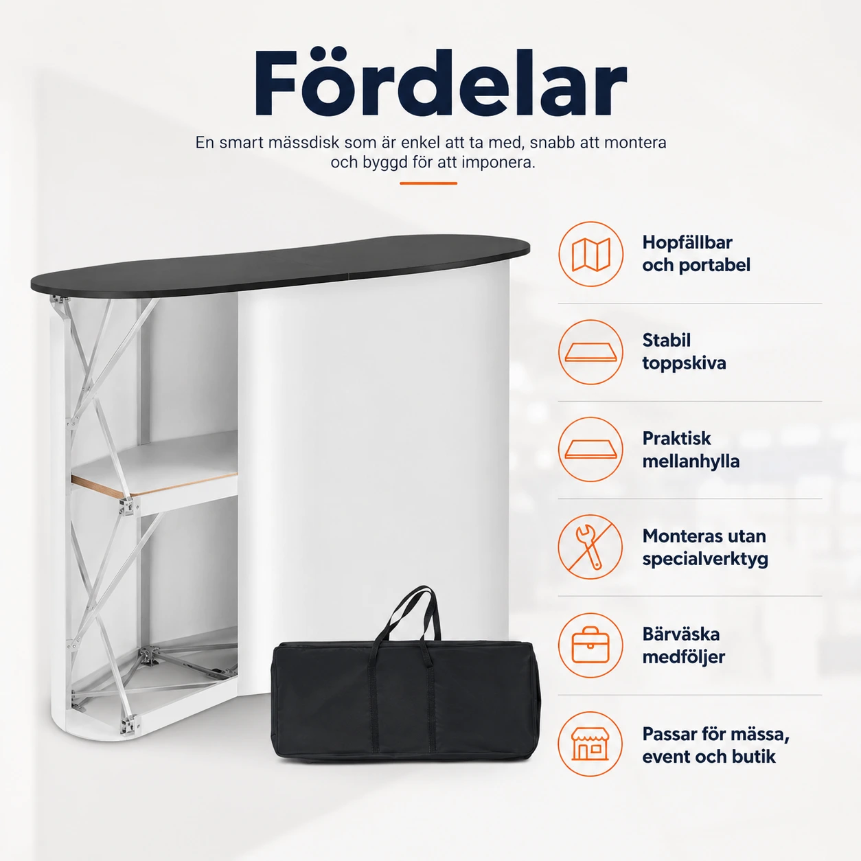 Mässdisk hopfällbar för event och butik