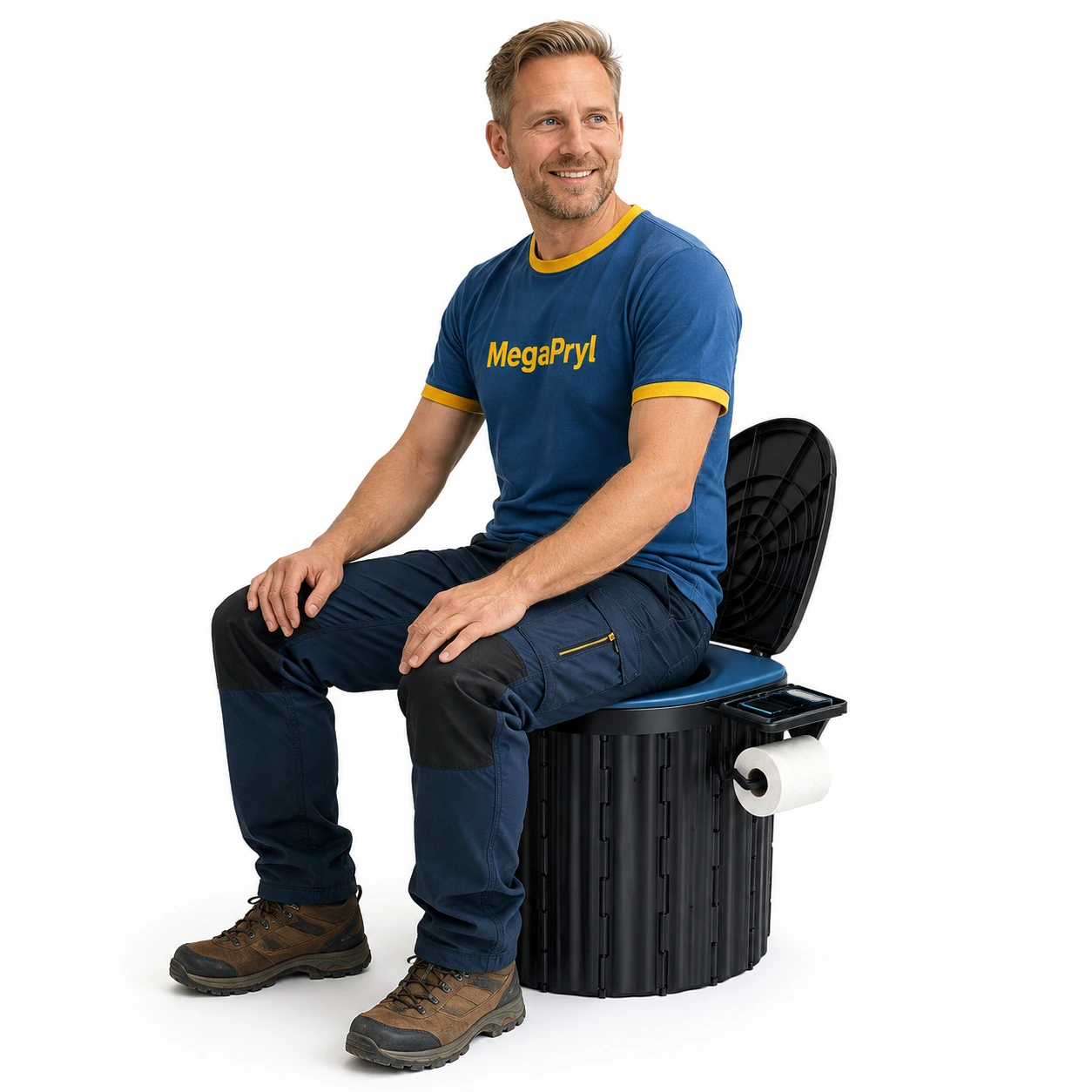Portabel campingtoalett hopfällbar med lock