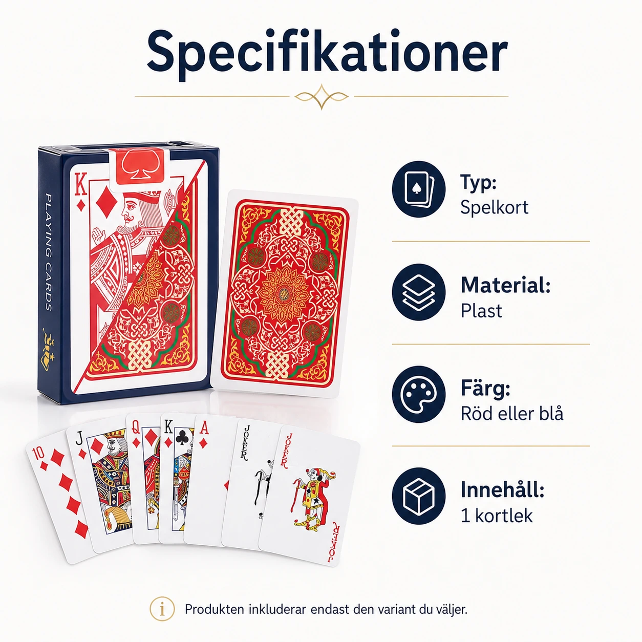 Spelkort i plast för poker och kortspel