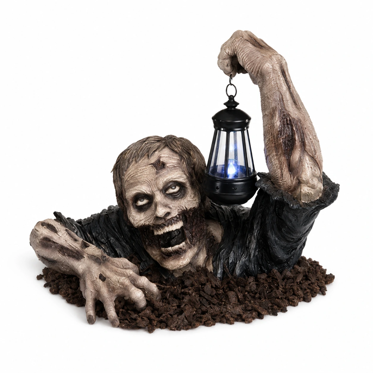 Zombieprydnad med lykta för Halloween