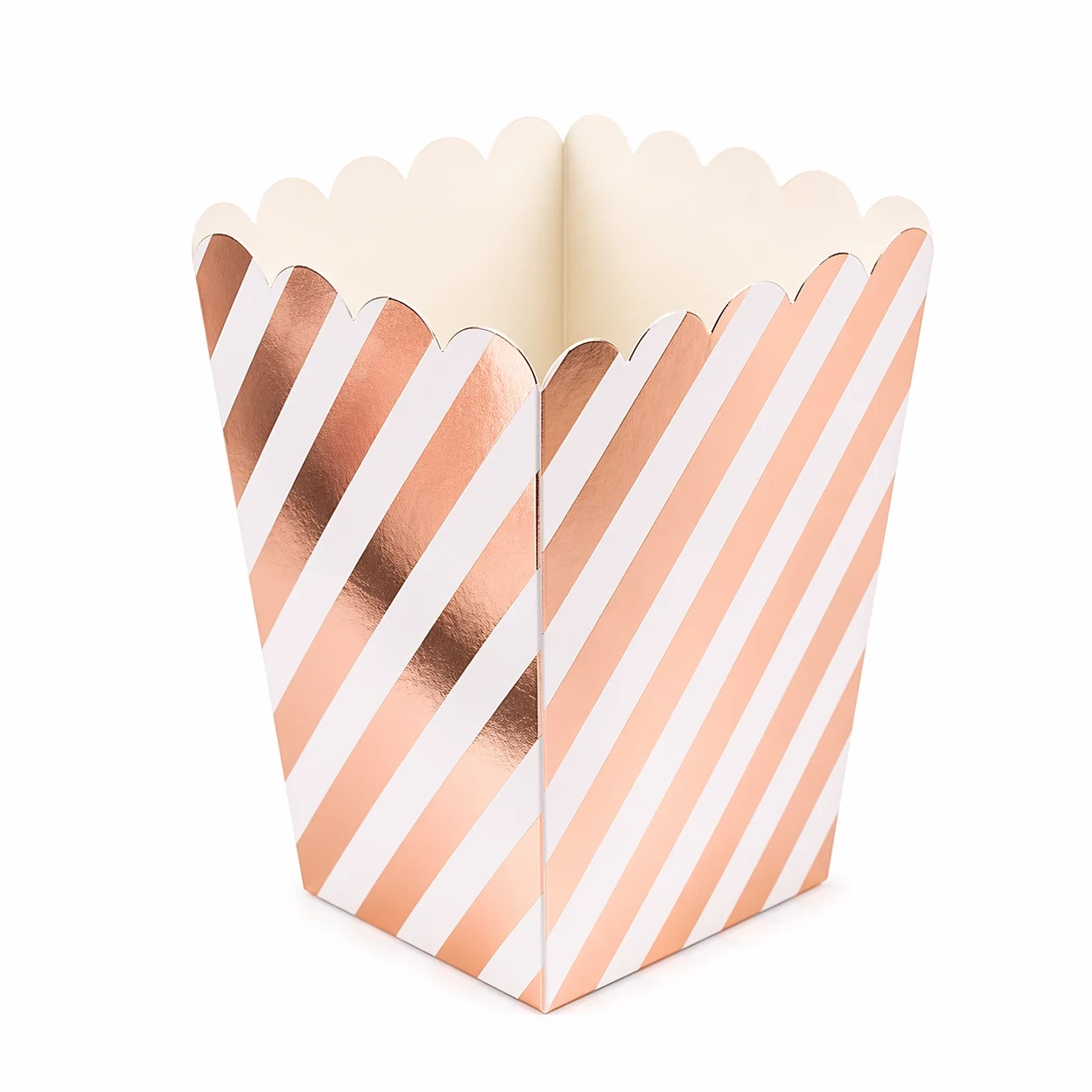 Randiga Popcornboxar i Papper – Roseguld 12-pack