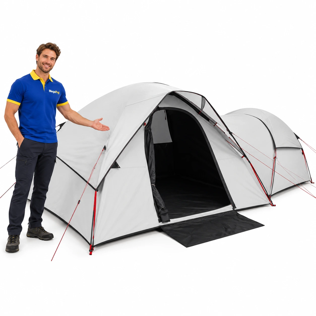 Familjetält för camping med mörkläggande tyg