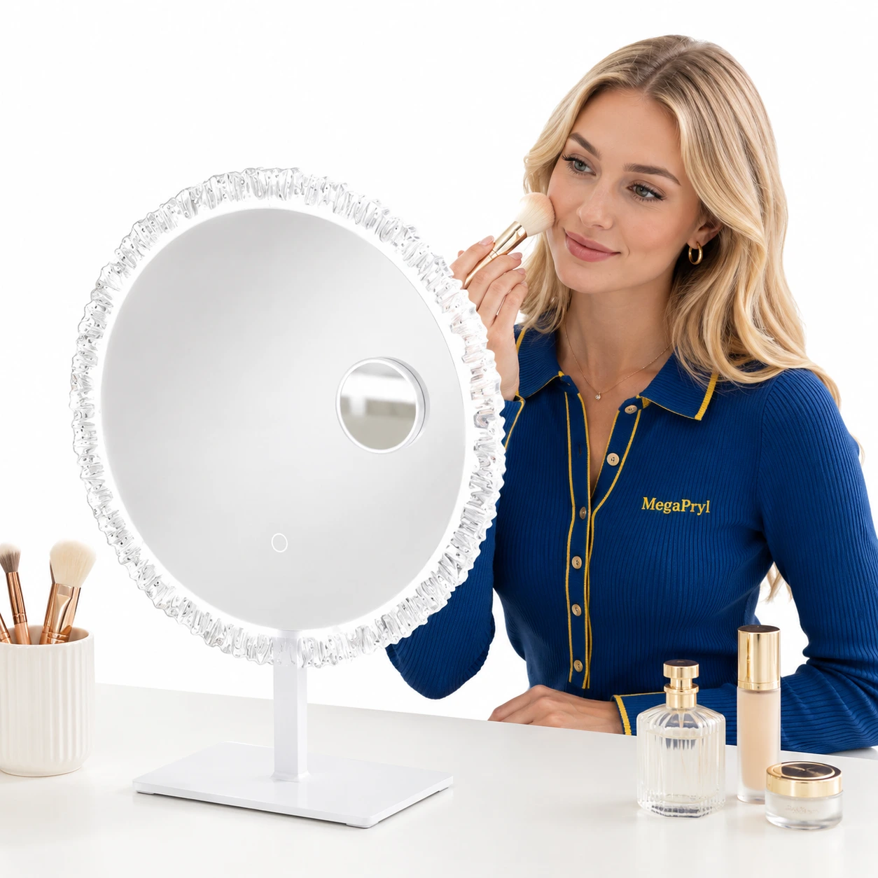 Sminkspegel med LED-belysning och 10x förstoringsspegel
