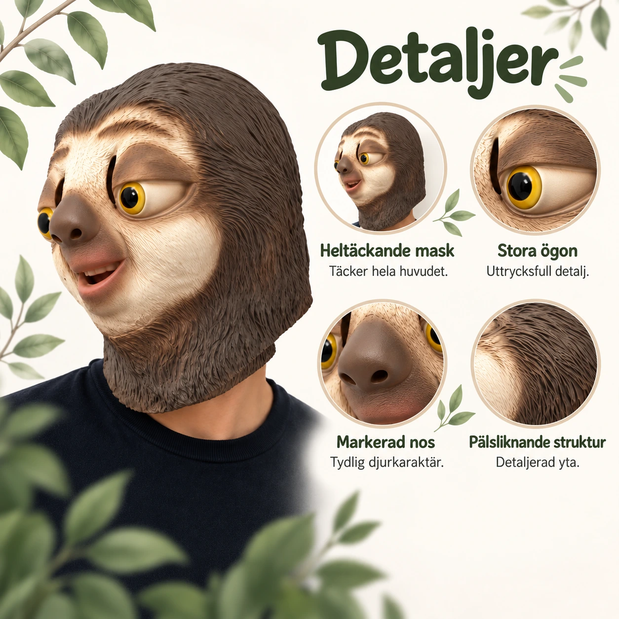 Mask sengångare i latex, heltäckande