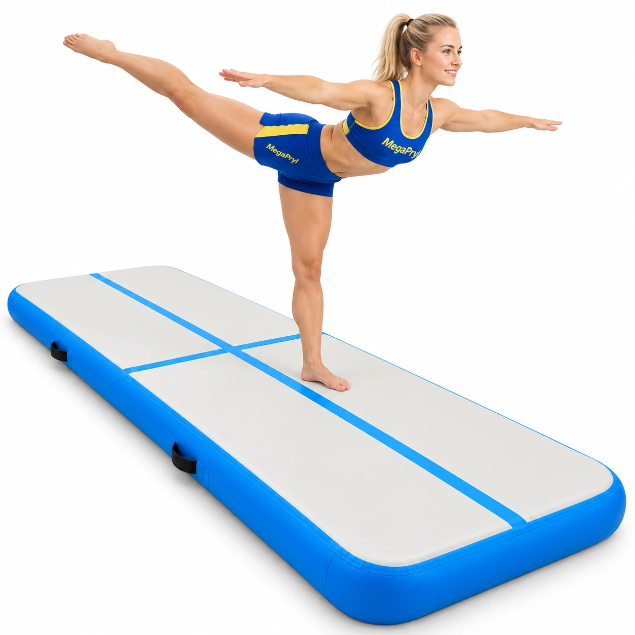 Uppblåsbar gymnastikmatta för träning 300 x 100 x 20 cm