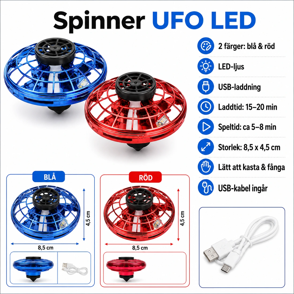 Spinner UFO LED – Flygande Fidget Drone