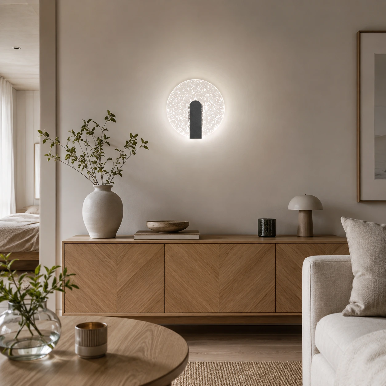 LED vägglampa för inomhusbruk i akryl och metall
