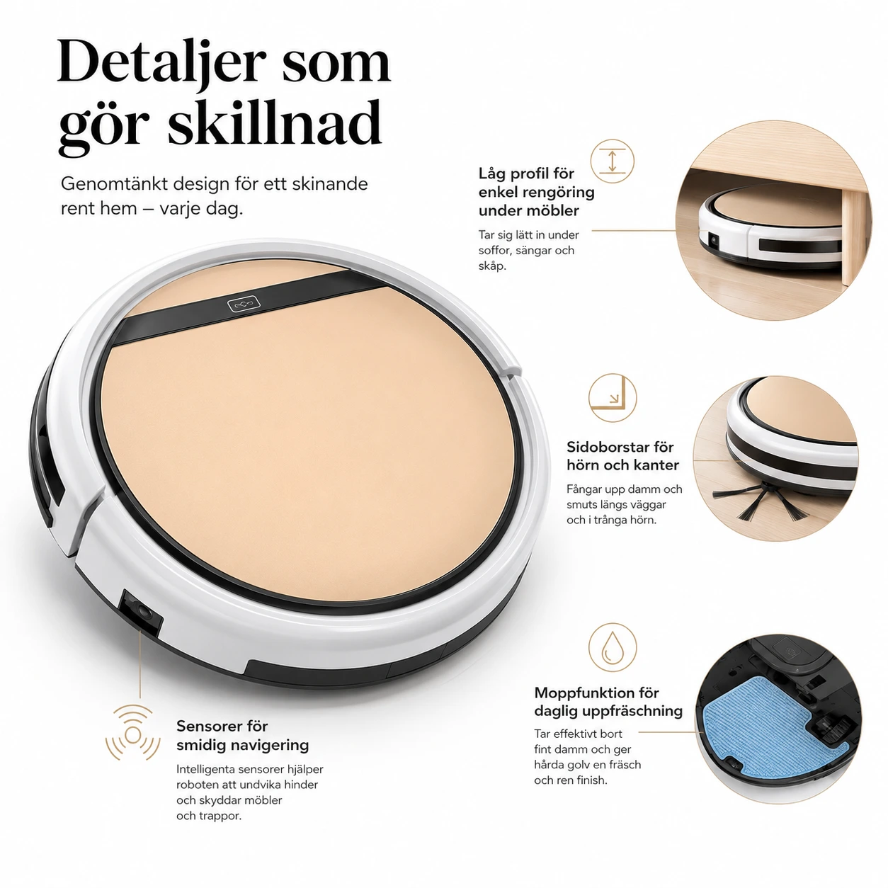 Robotdammsugare och mopp med fjärrkontroll