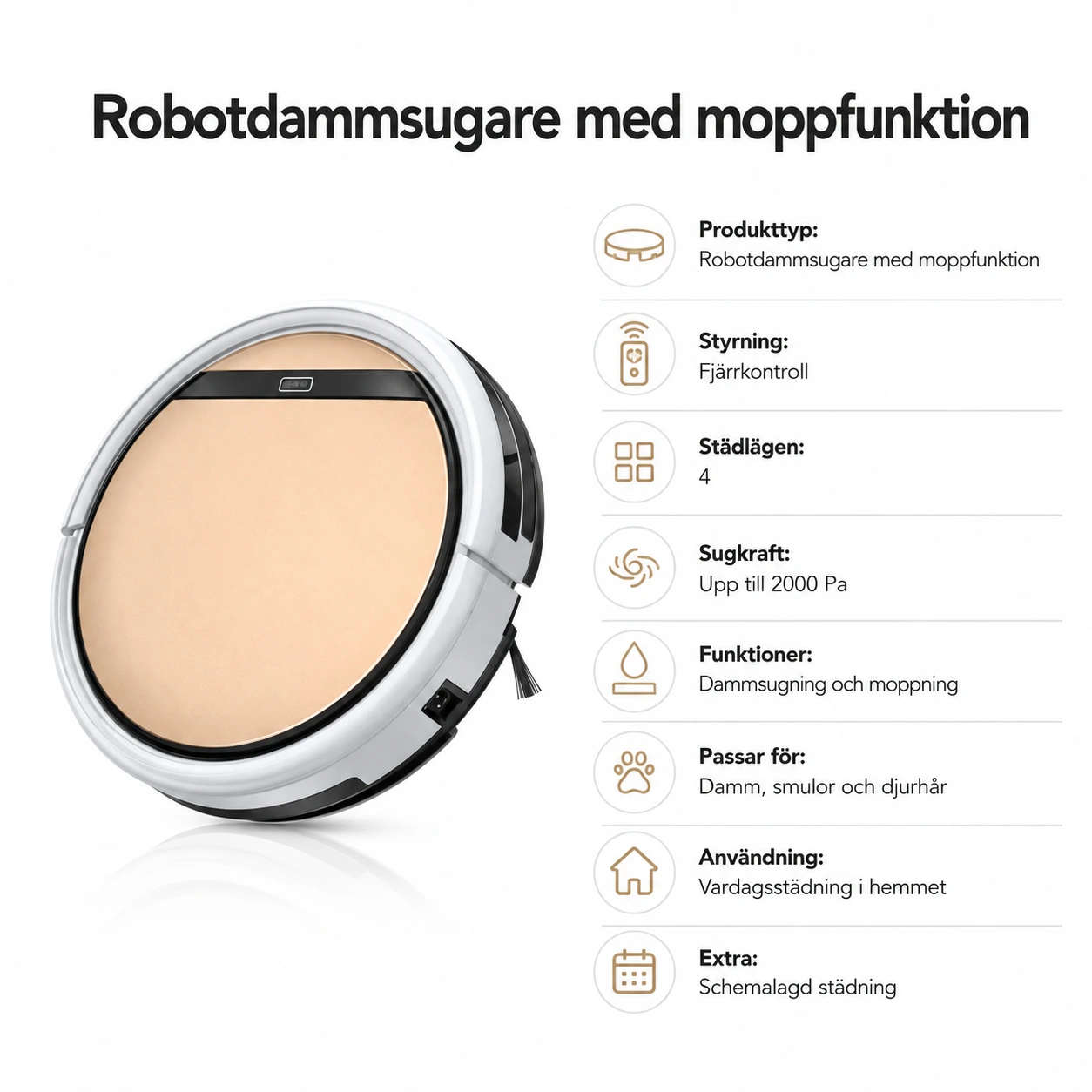 Robotdammsugare och mopp med fjärrkontroll