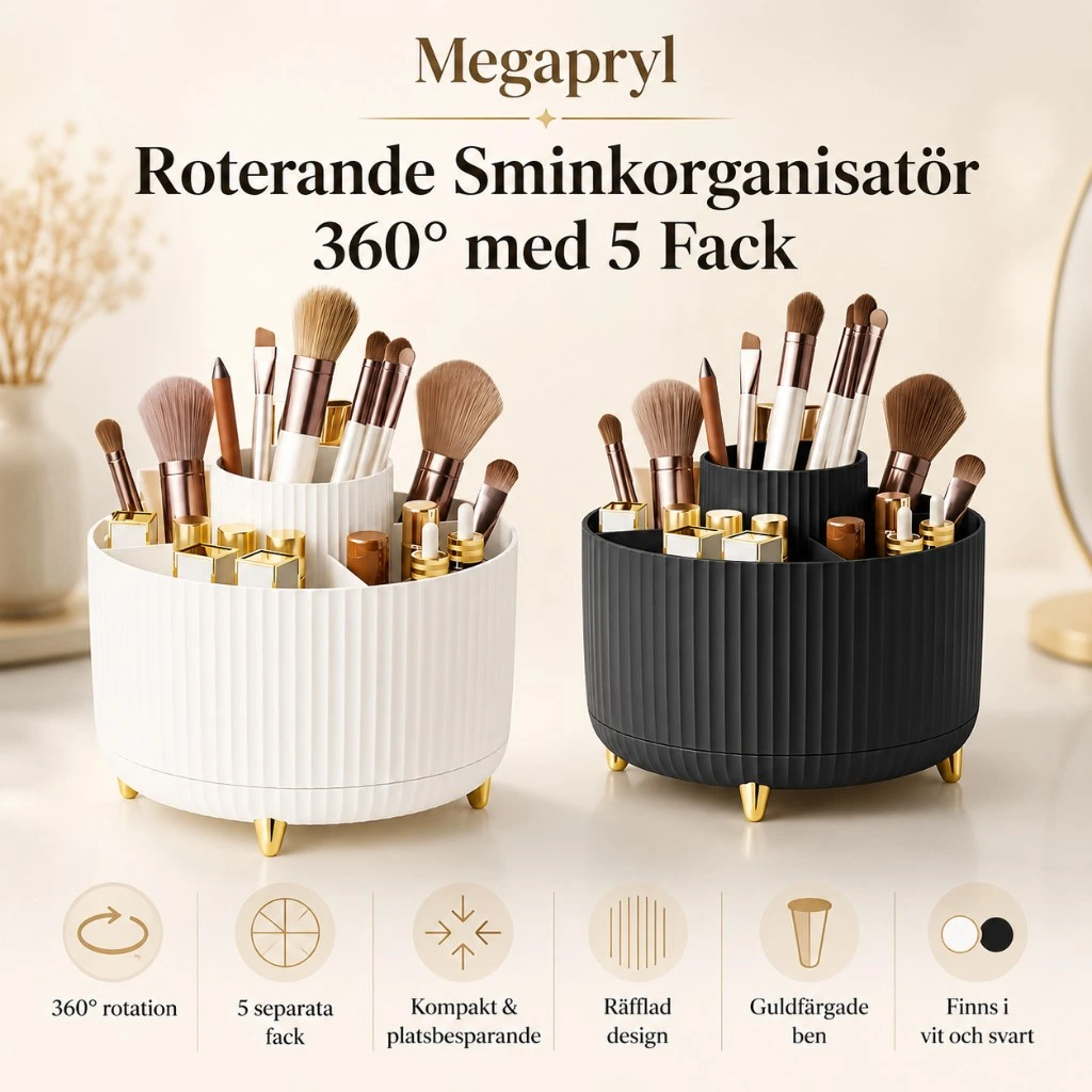 Roterande Sminkorganisatör 360° med 5 Fack