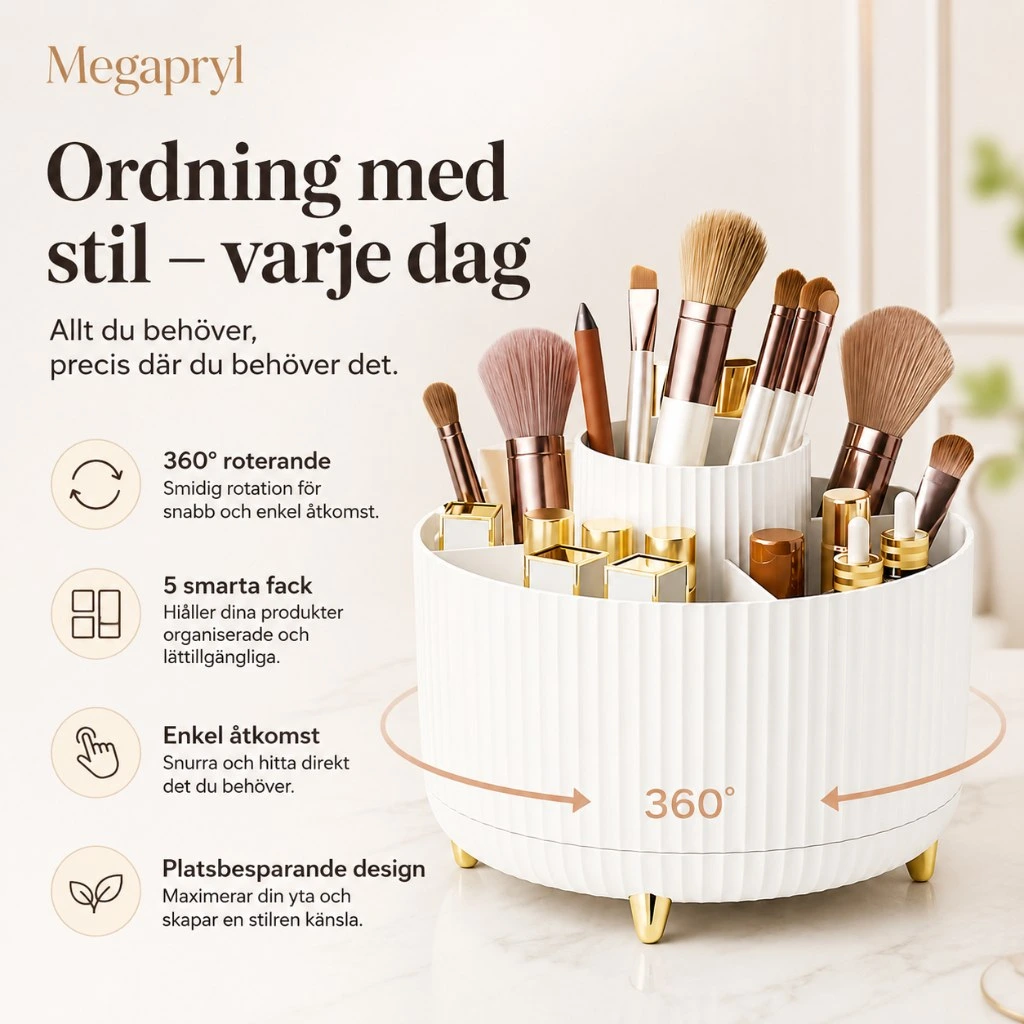 Roterande Sminkorganisatör 360° med 5 Fack