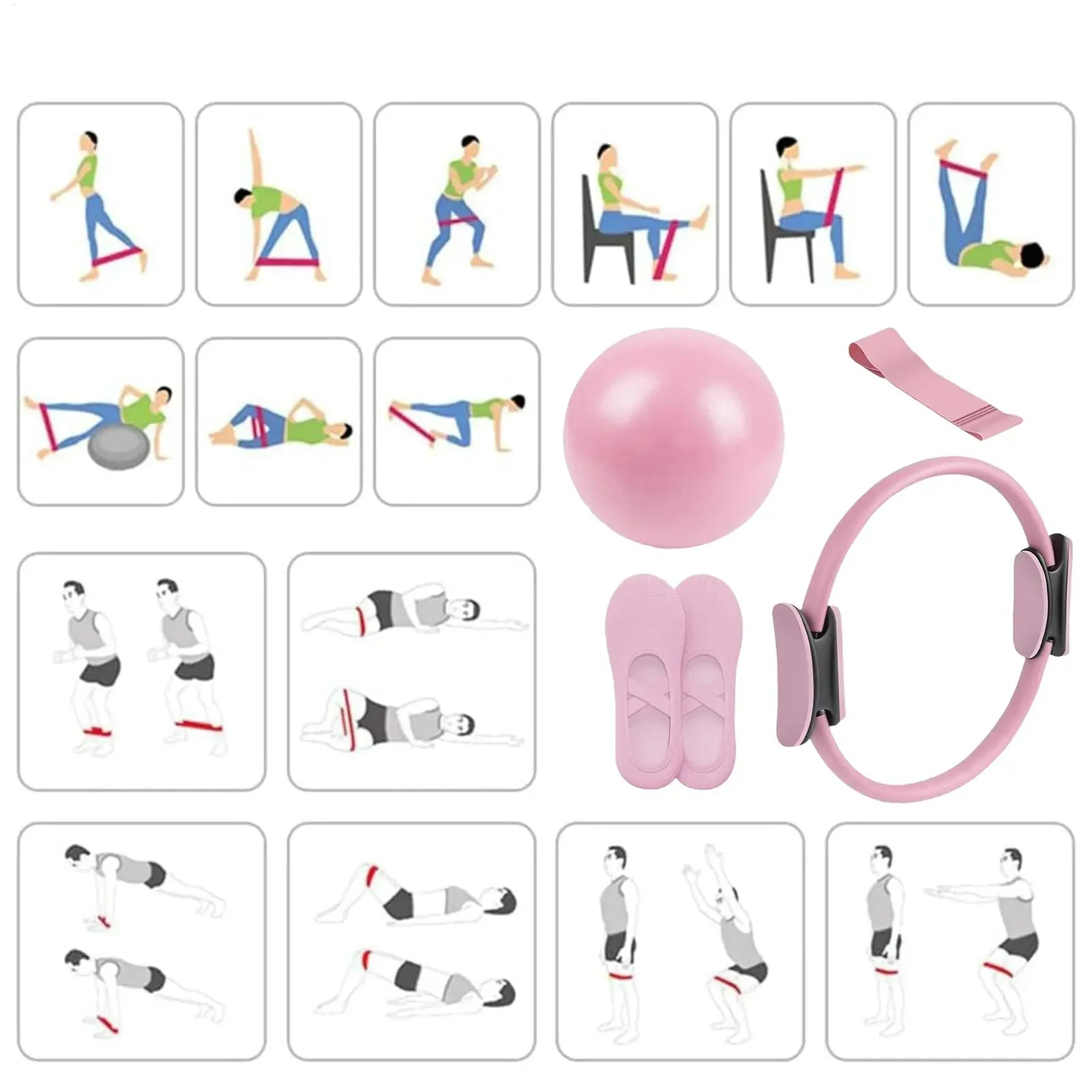 Pilatesring Boll Träningsutrustning Rosa