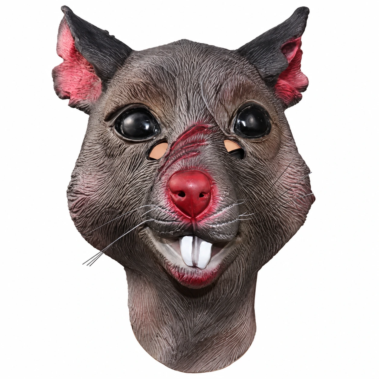 Grå Råtta Latexmask med Stora Framtänder
