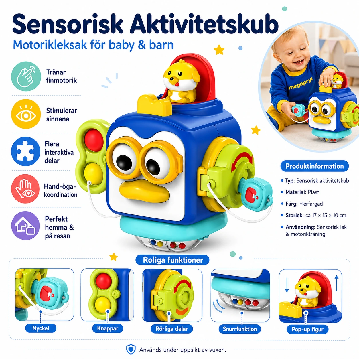 Sensorisk Aktivitetskub – Motorikleksak för Baby & Barn