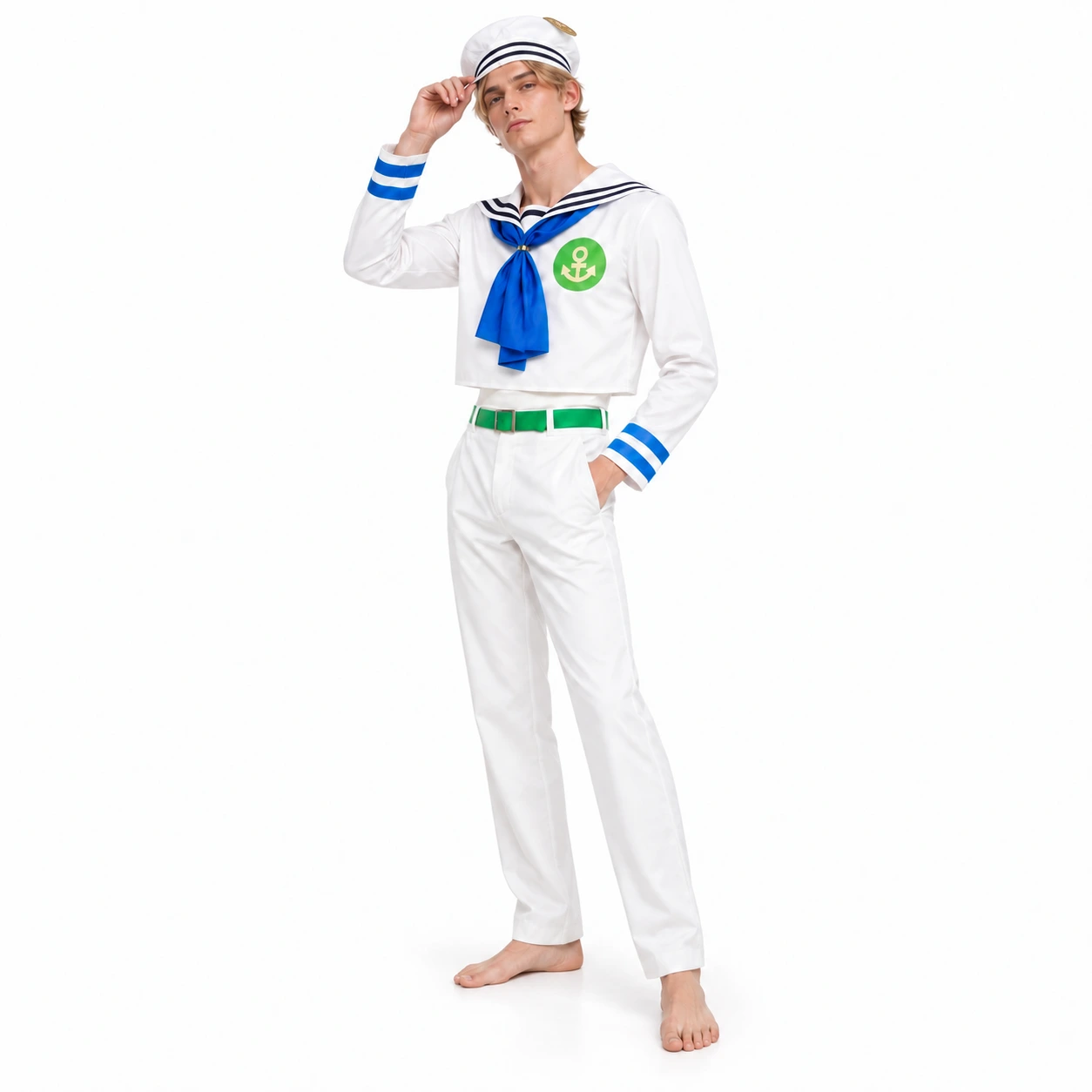 Cosplaydräkt med sjömansuniform för maskerad