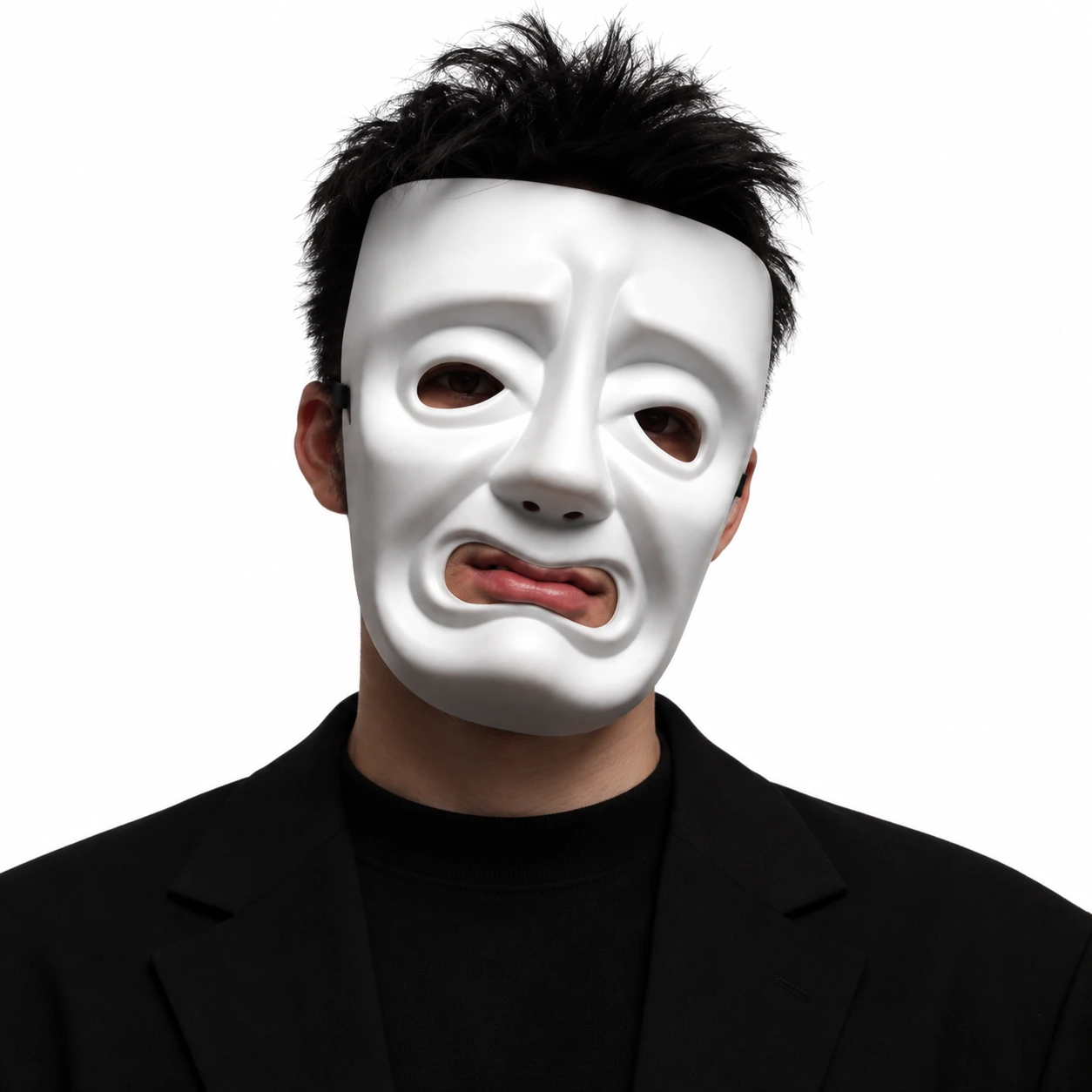 Ansiktsmask med gråtande leende ansikte