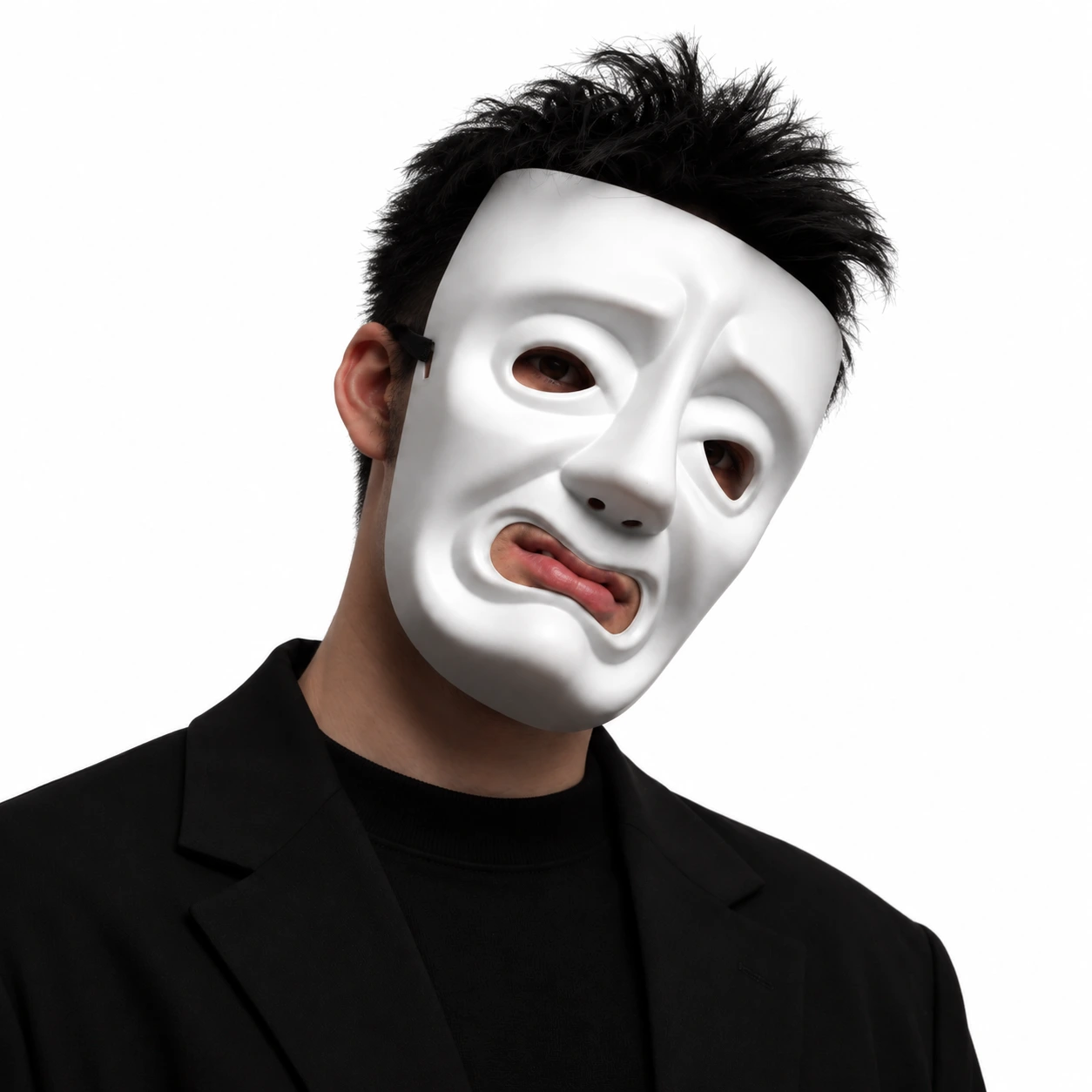 Ansiktsmask med gråtande leende ansikte