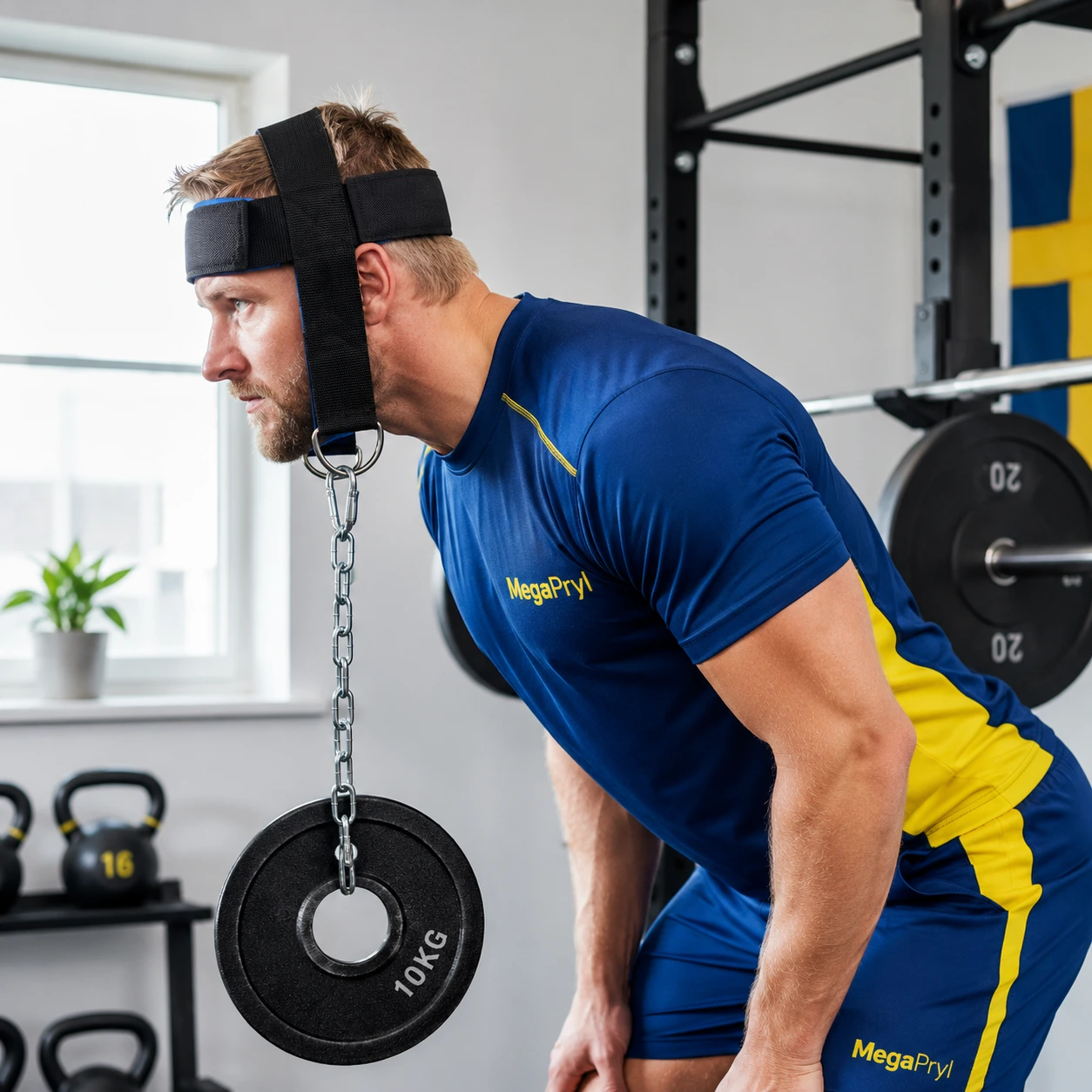 Huvudsele för nackträning med kedja och justerbara remmar