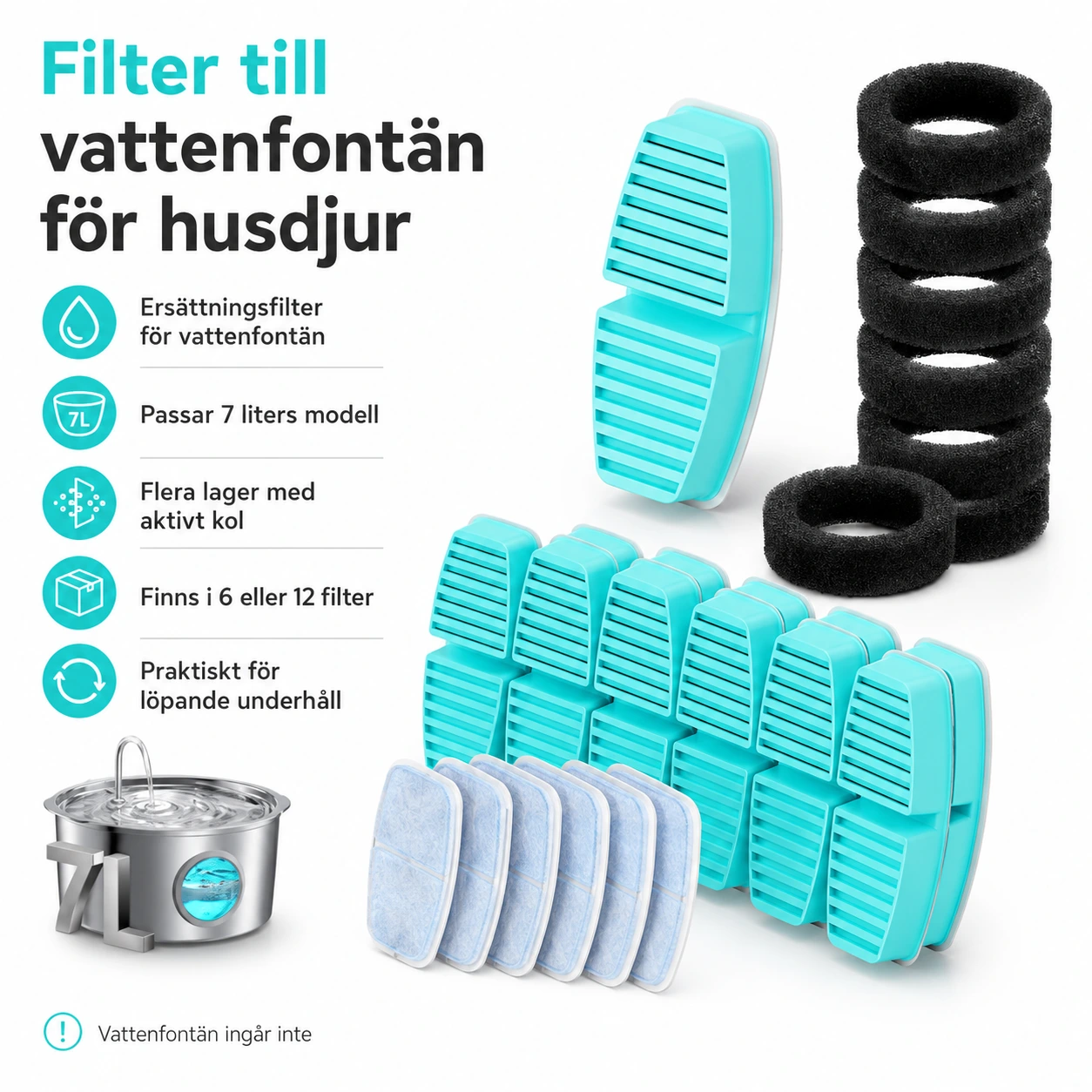 Filter till vattenfontän för husdjur