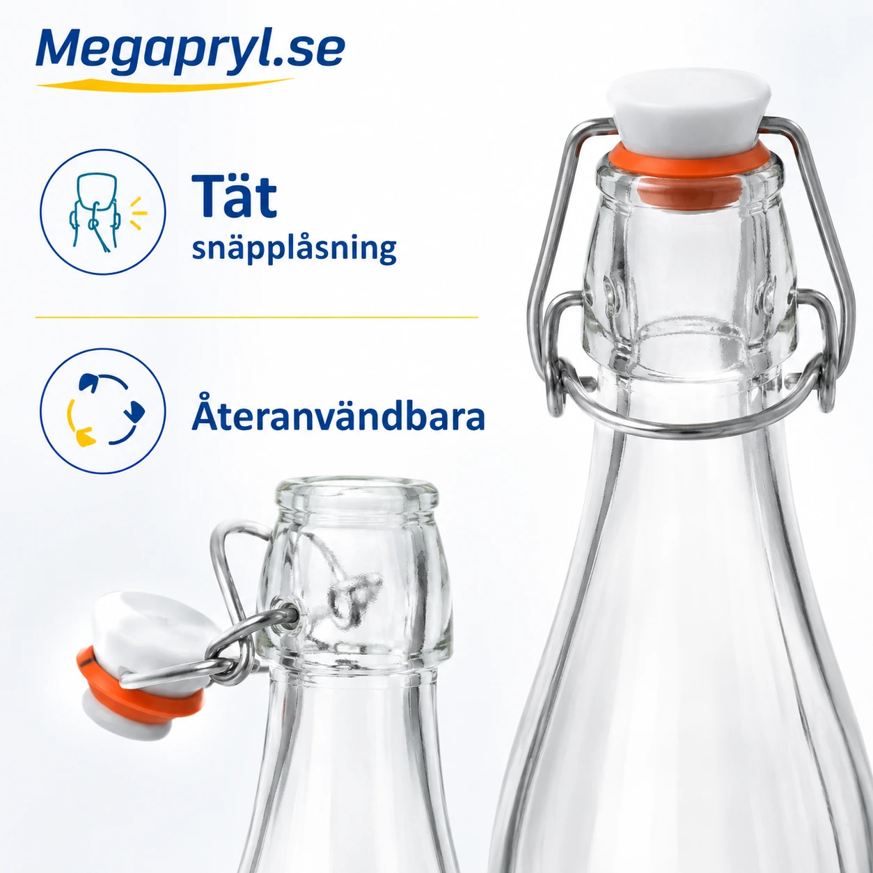 KADAX Glasflaskor med Snäpplock 1L 6-pack