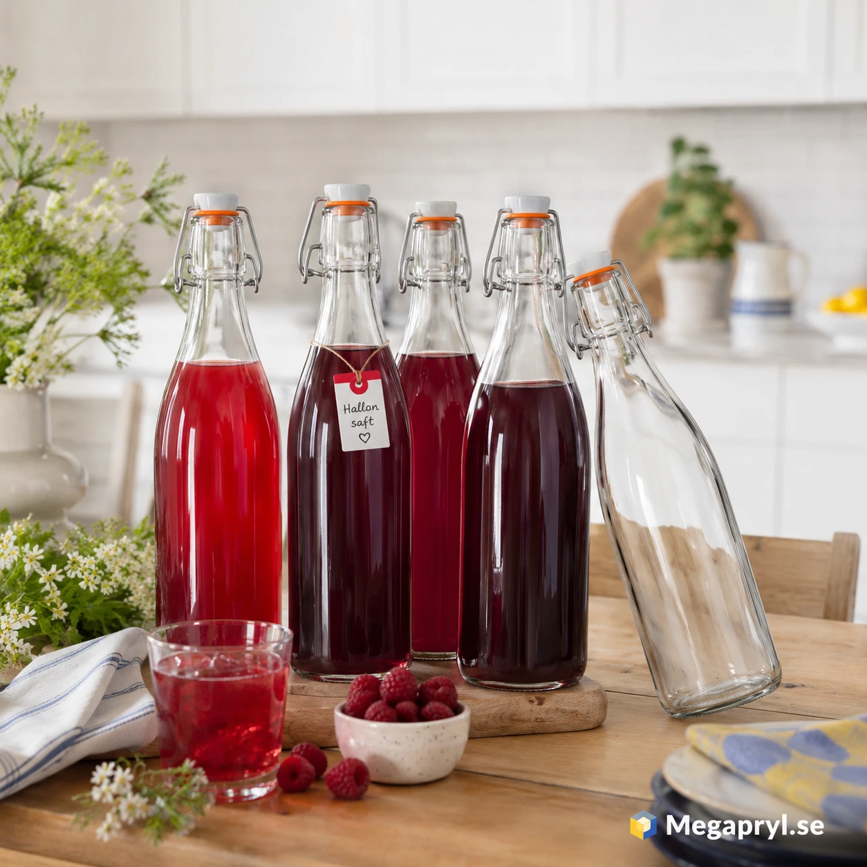 KADAX Glasflaskor med Snäpplock 1L 6-pack