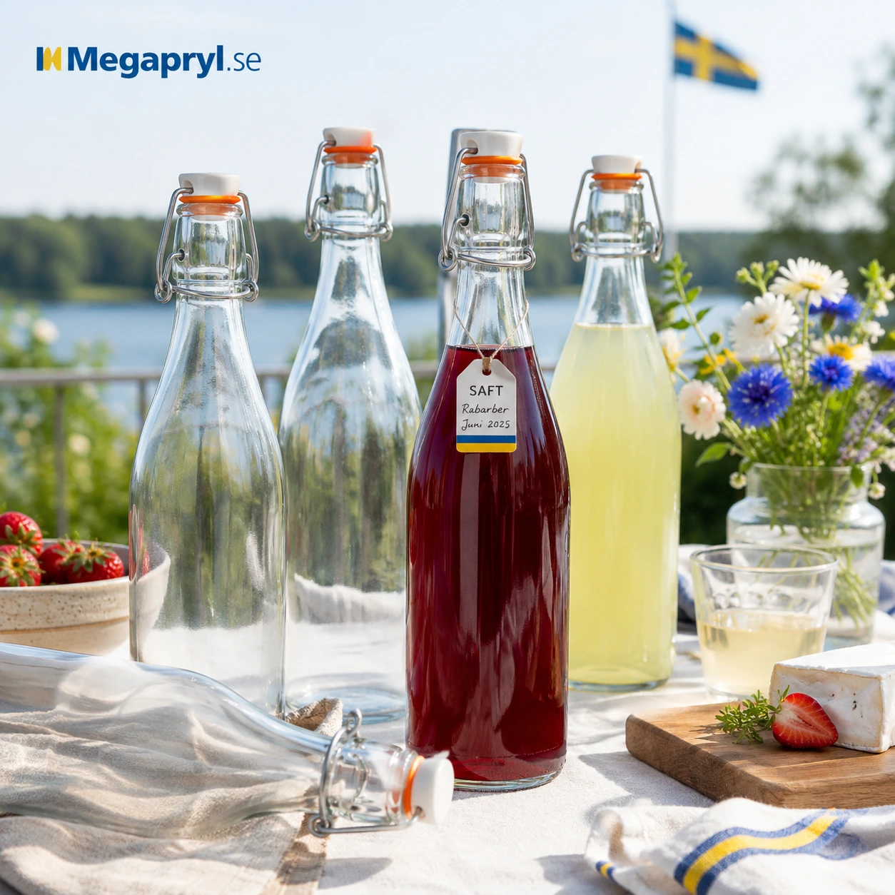 KADAX Glasflaskor med Snäpplock 1L 6-pack