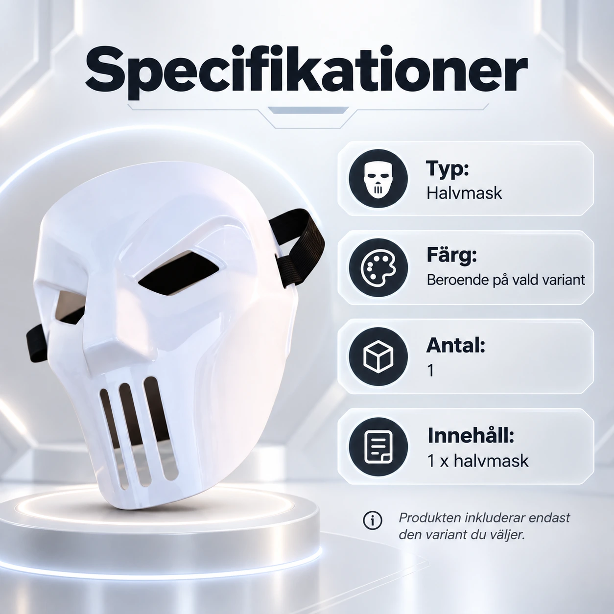 Halvmask i flera färger för cosplay