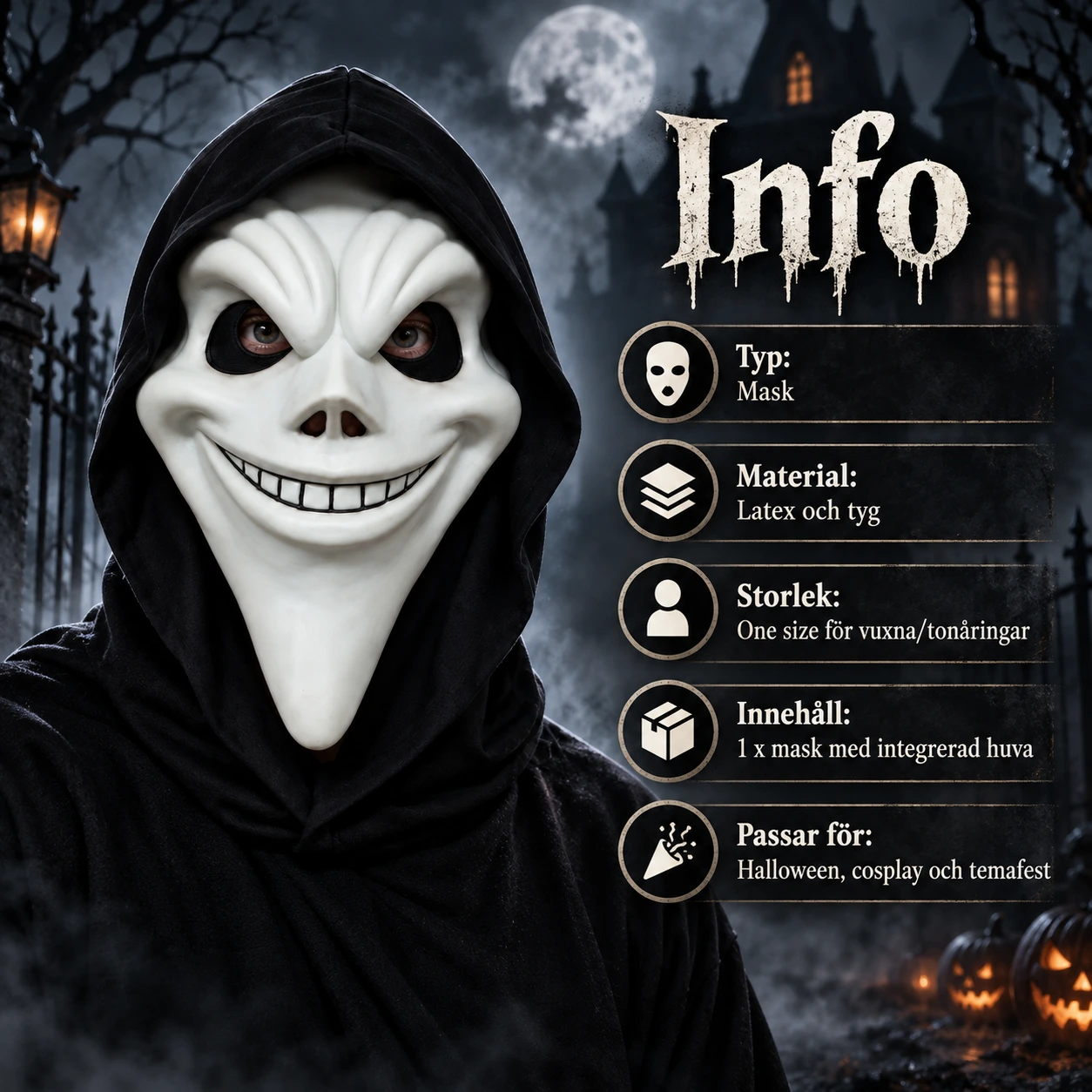 Mask spöke vuxen med huva
