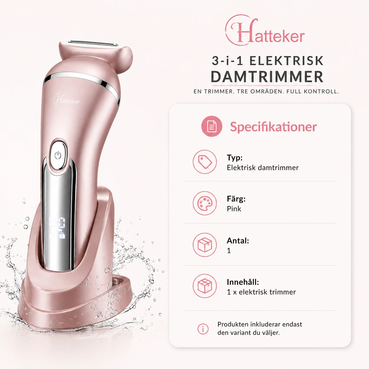Elektrisk damtrimmer 3-i-1 för ansikte och kropp