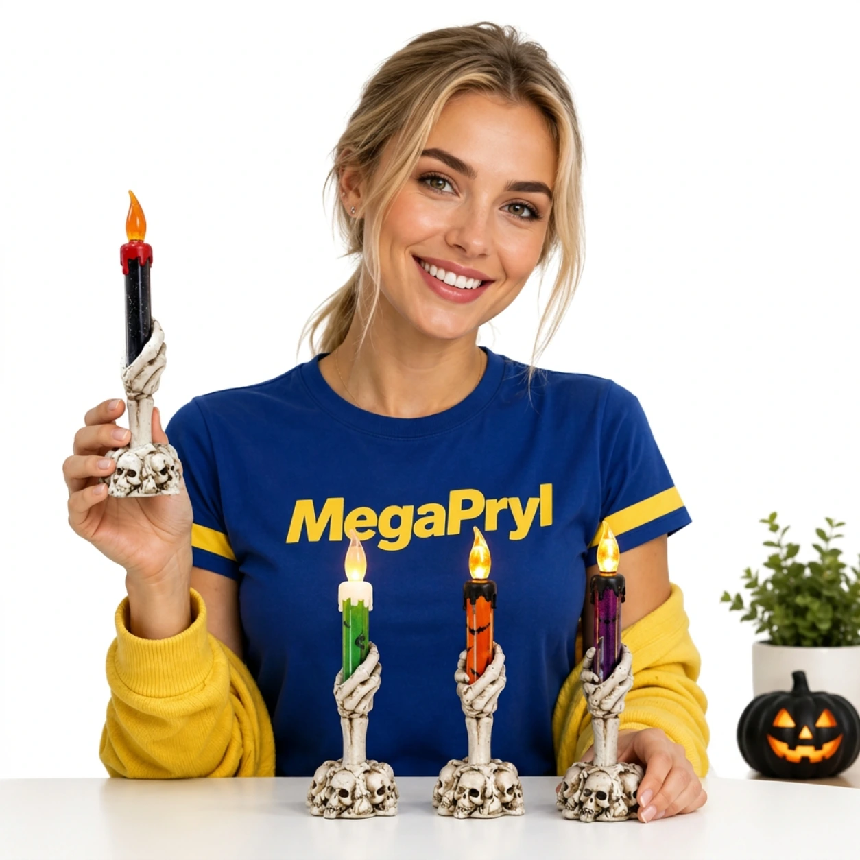 LED-ljus med skelett hand för halloween