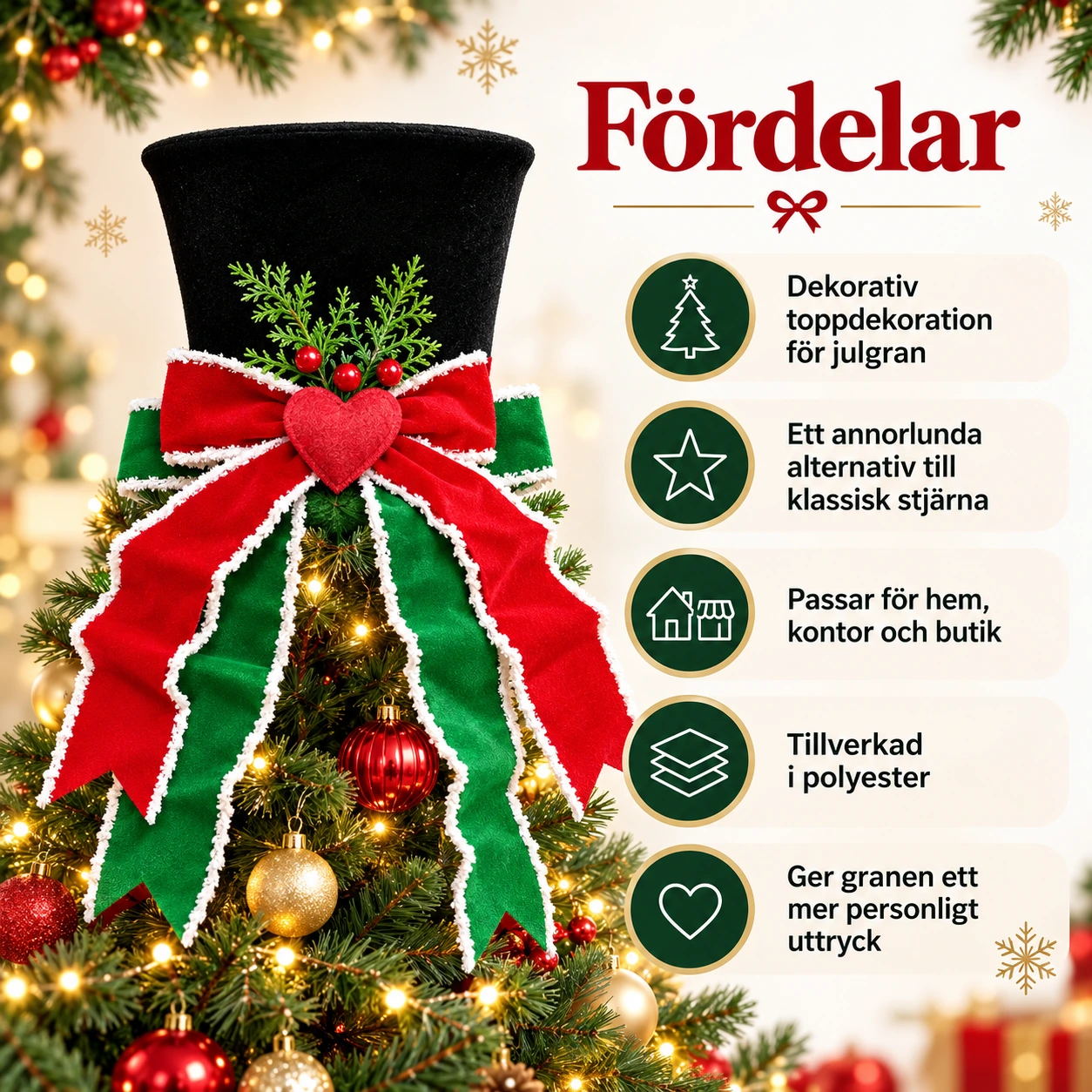 Julgranshatt för julgran i polyester, svart