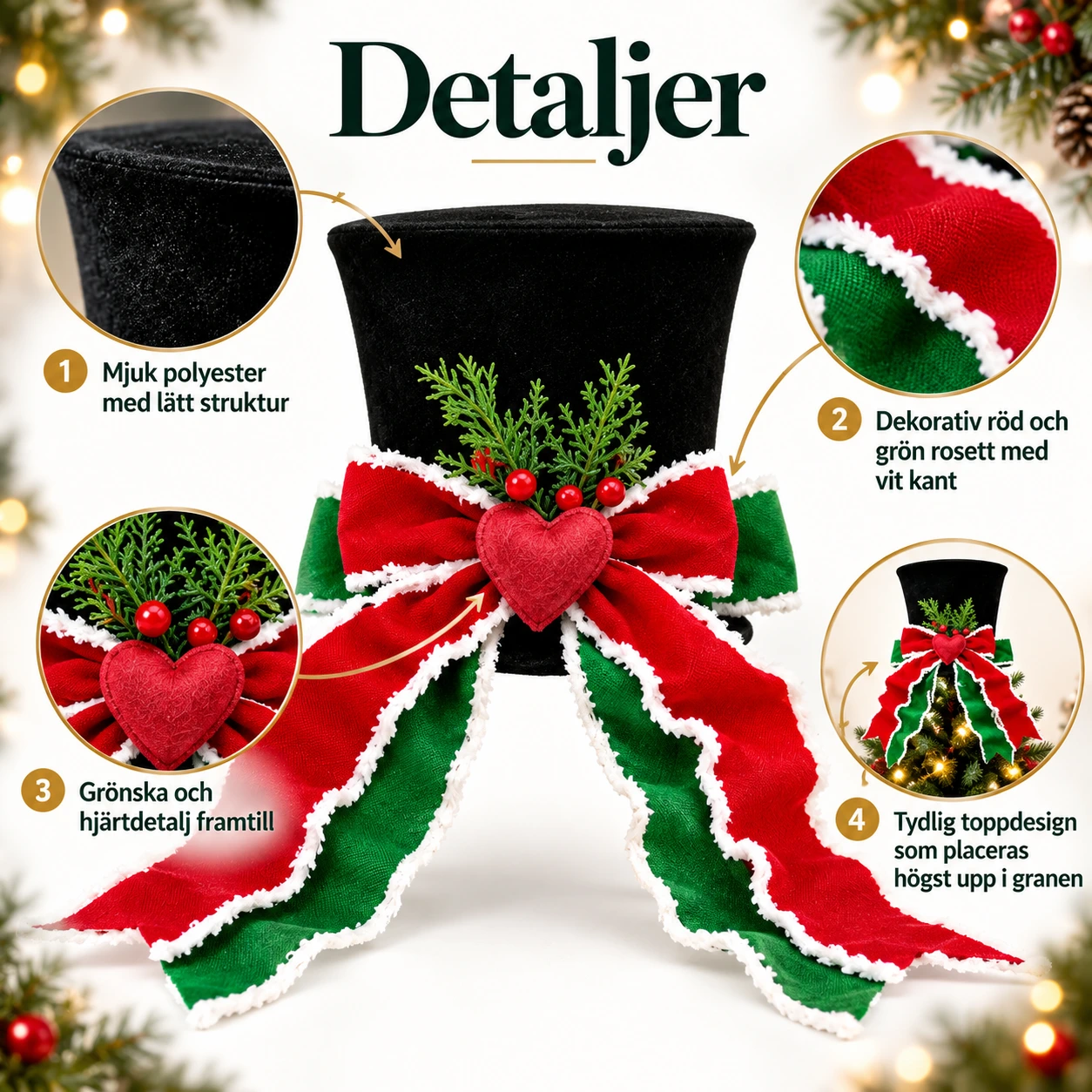 Julgranshatt för julgran i polyester, svart