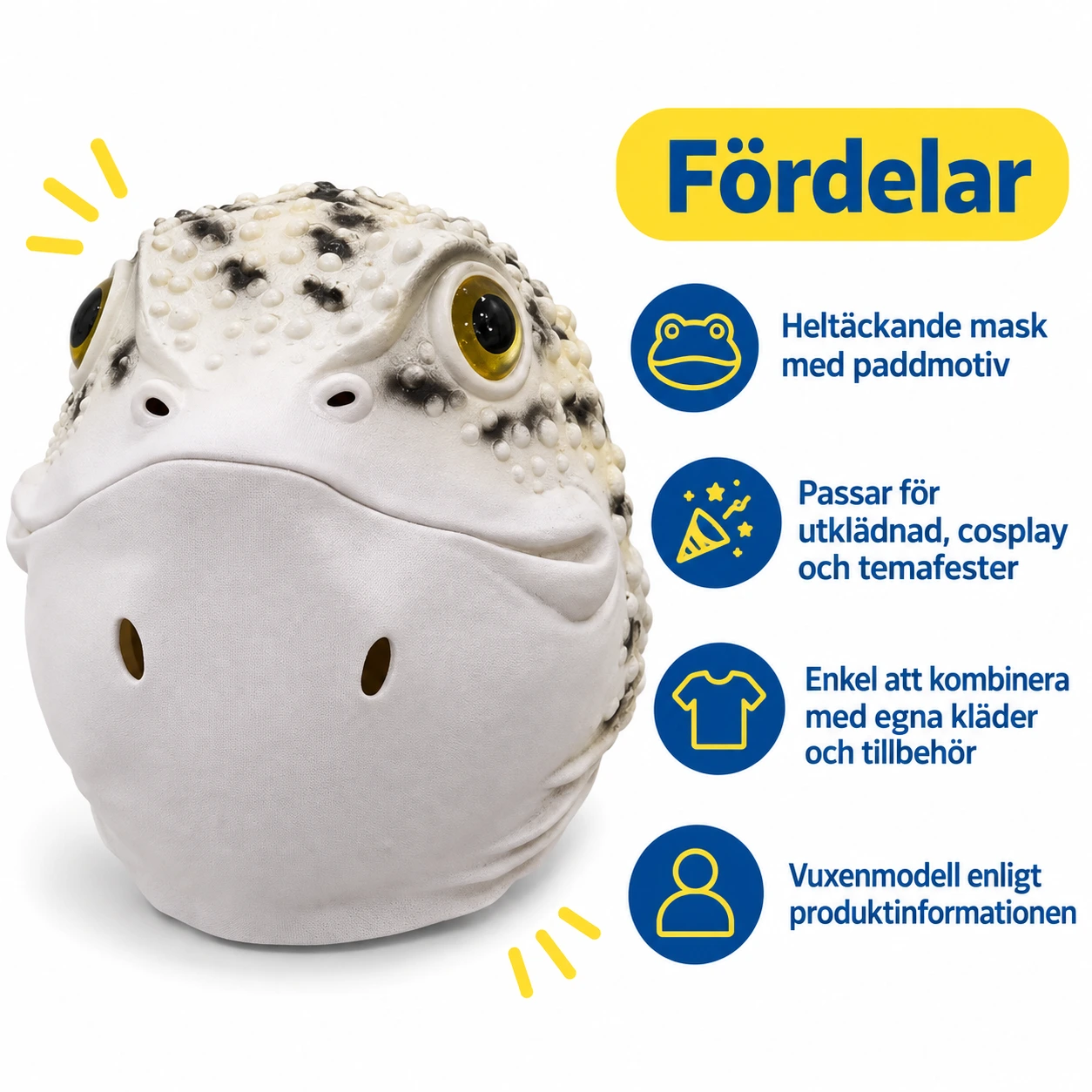 Vit Ödla Latexmask med Svarta Fläckar