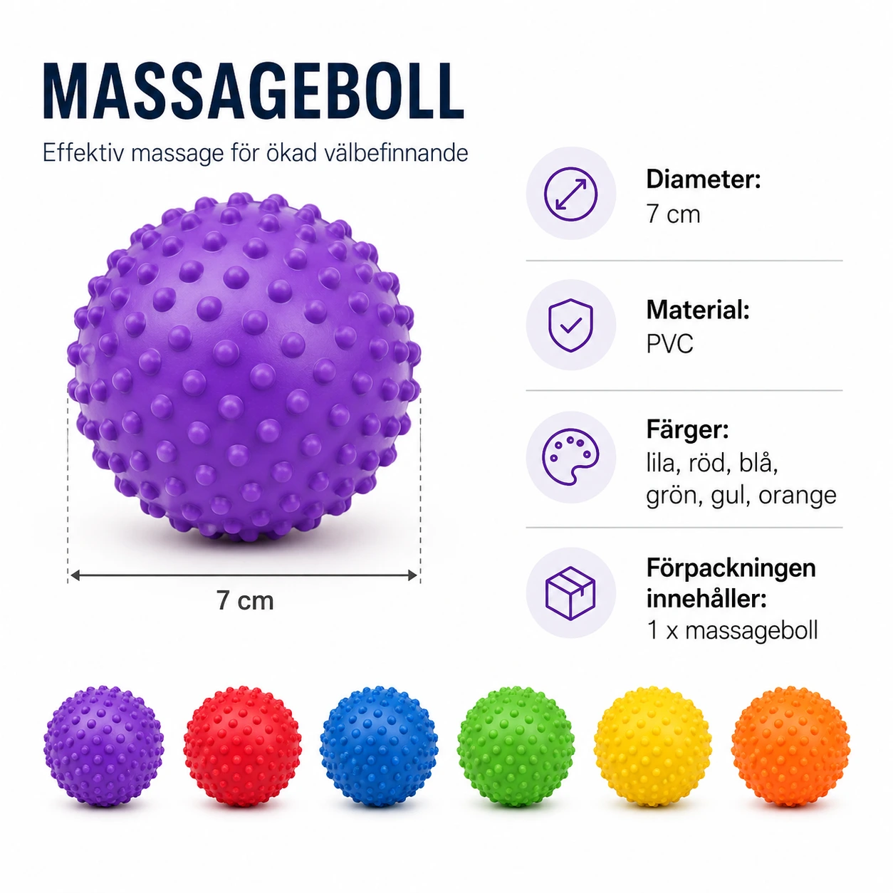 Massageboll med Piggar för Muskelmassage och Triggerpunkter
