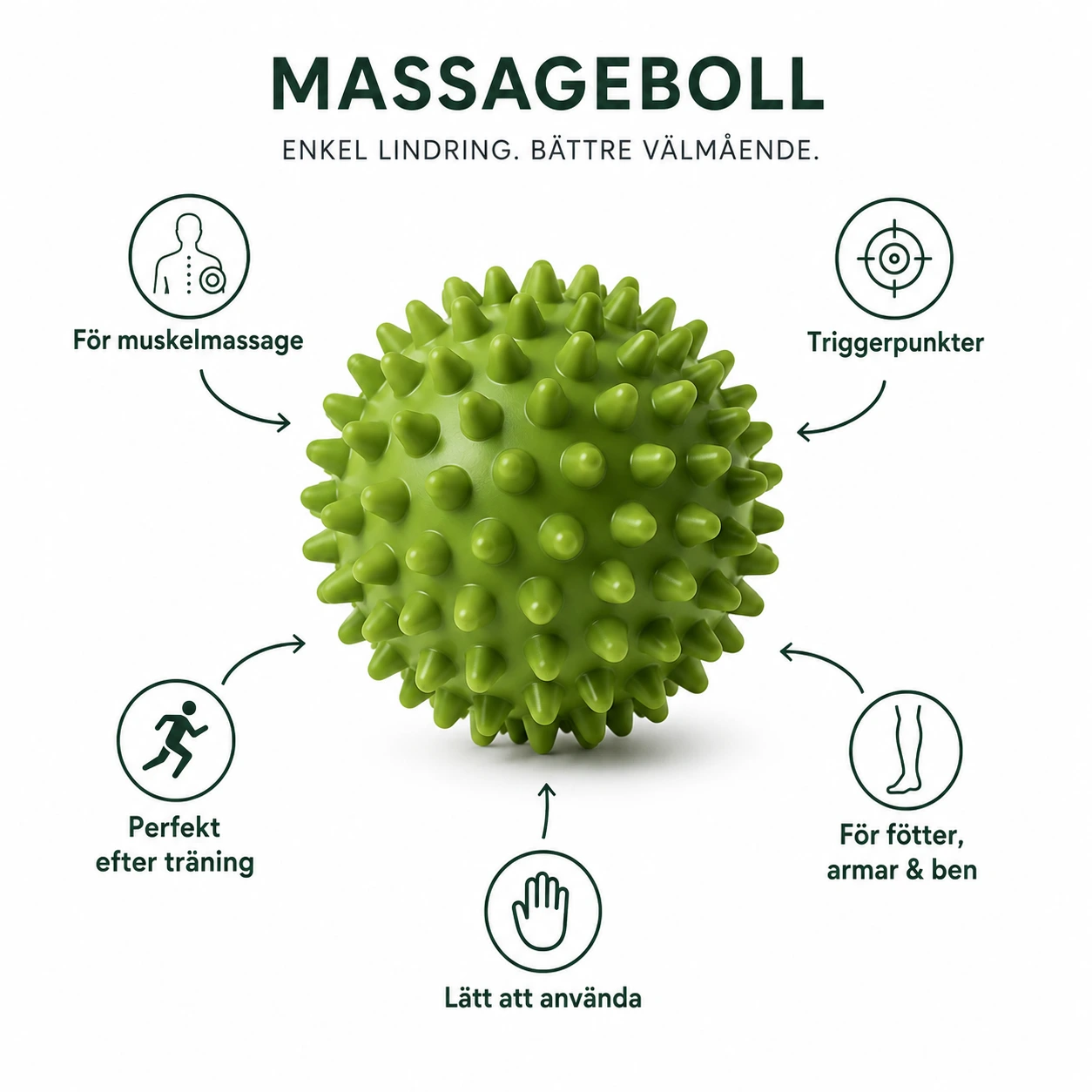 Massageboll med Piggar för Muskelmassage och Triggerpunkter