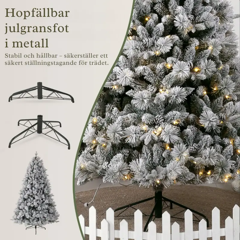 Julgran Vit Konstgjord Snötäckt med LED-belysning 4