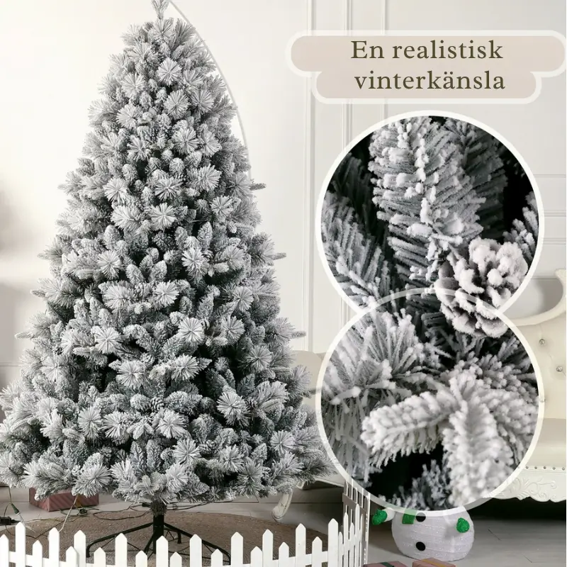 Julgran Vit Konstgjord Snötäckt med LED-belysning 3
