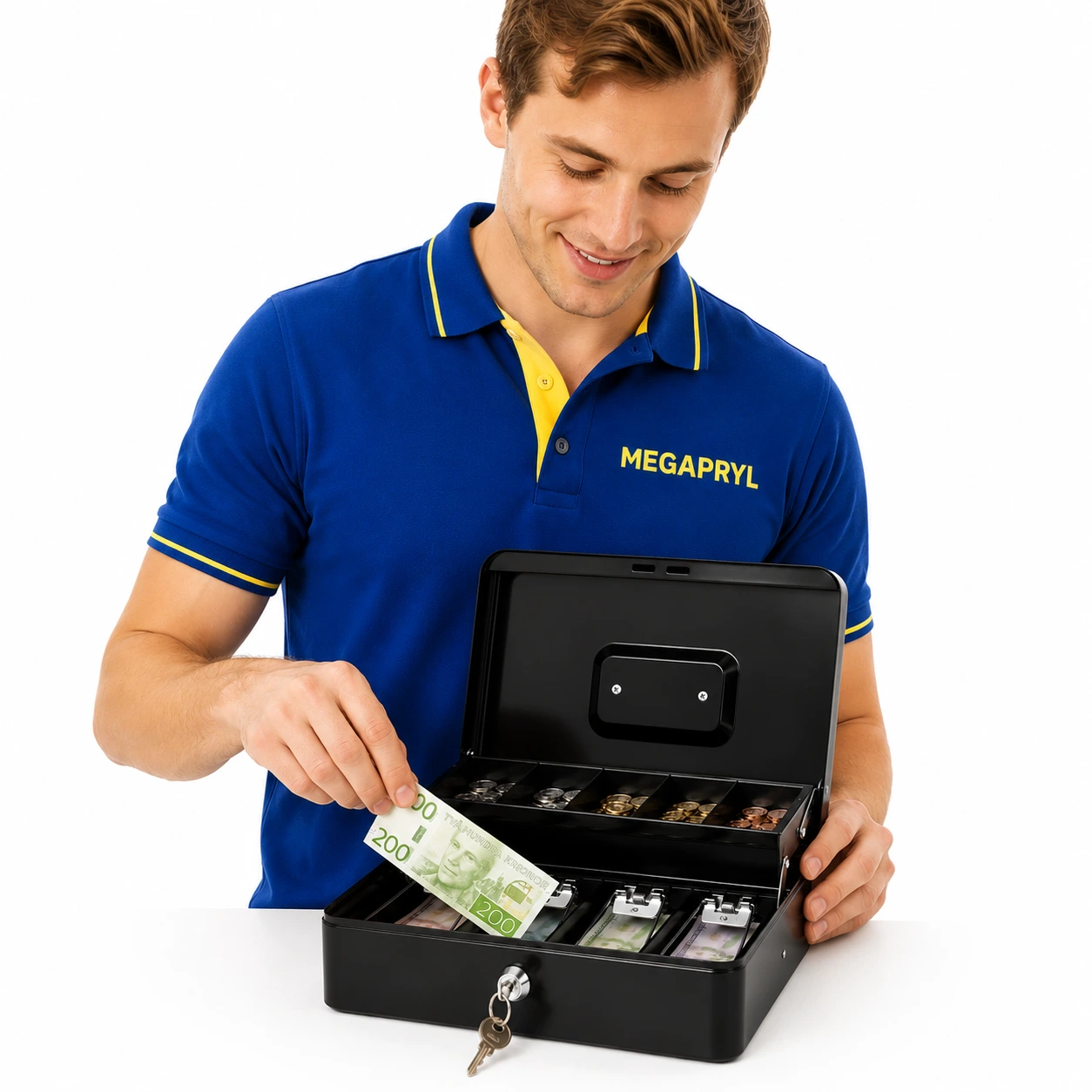 Pengaskrin Metall – Kassabox med Lås & Nycklar
