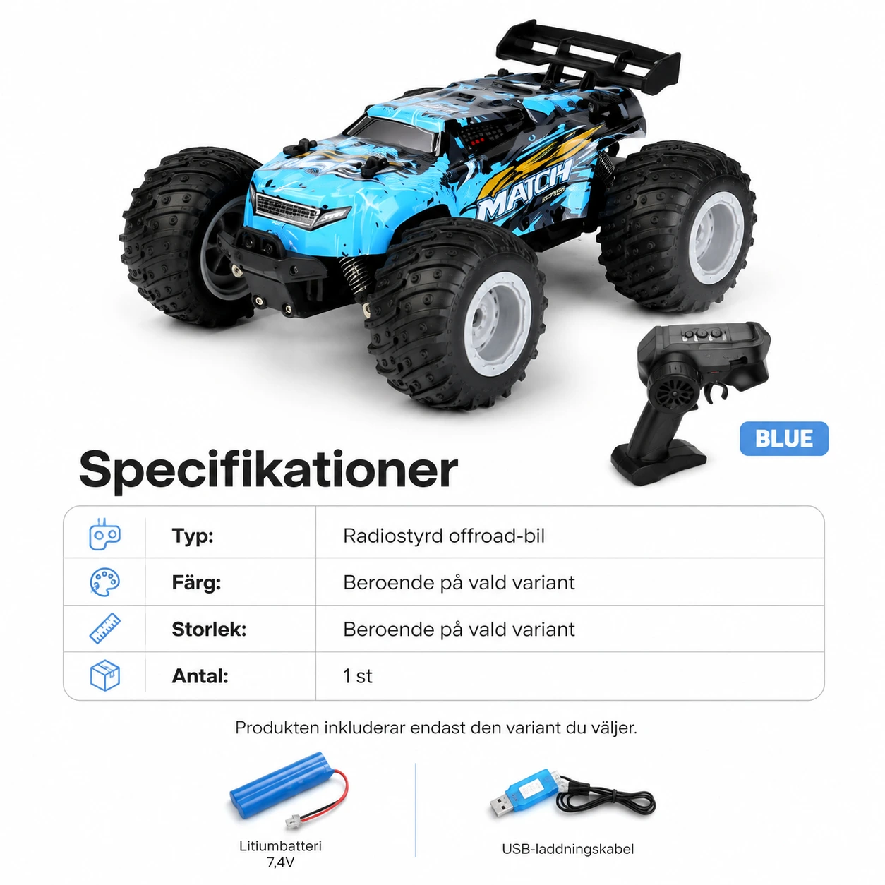 Radiostyrd offroad-bil med handkontroll