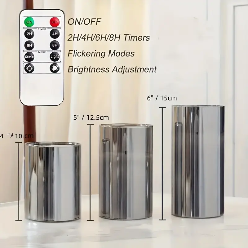Flamlösa LED-ljus med Fjärrkontroll - 8 Lägen 3 st 3