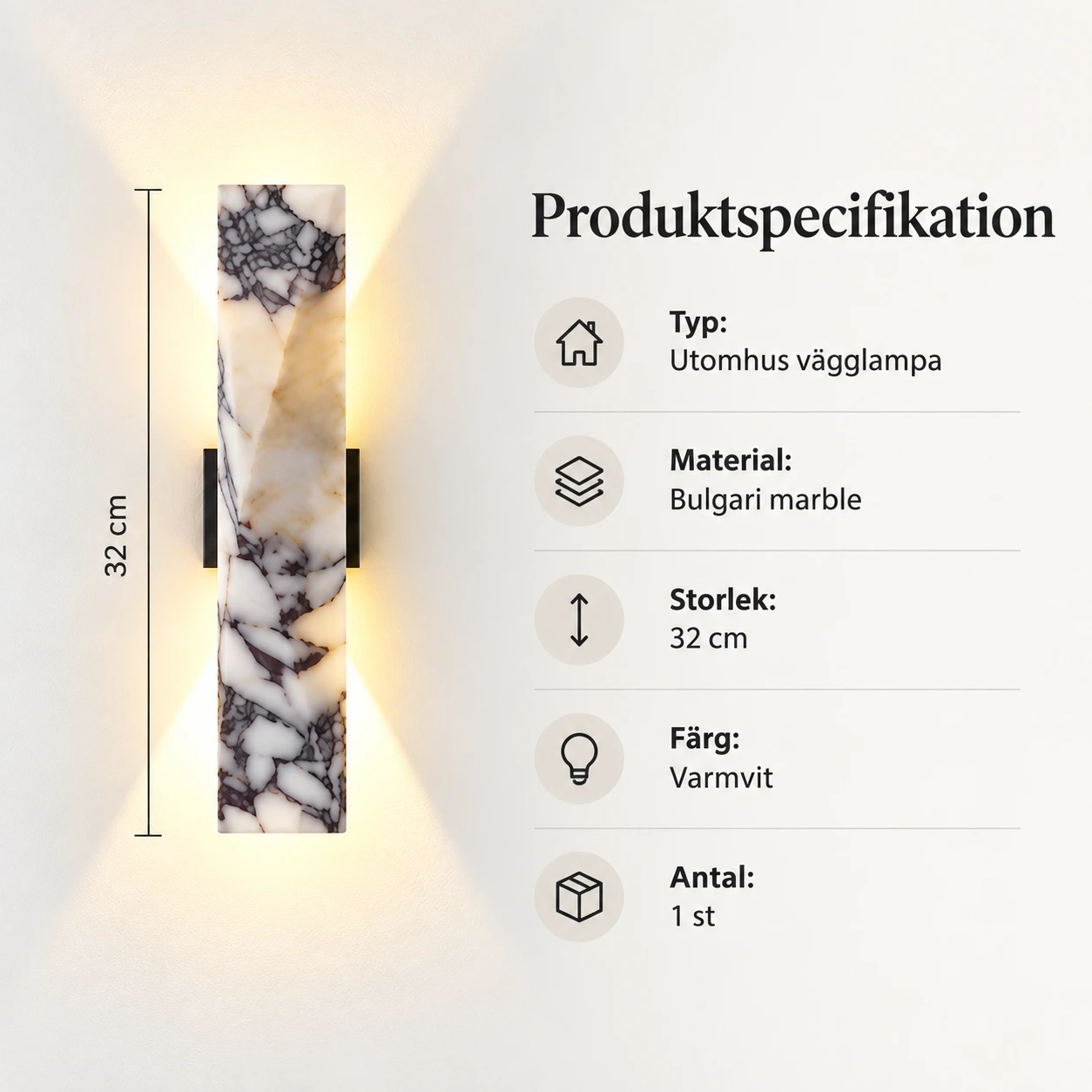 Utomhus vägglampa för fasad och entré
