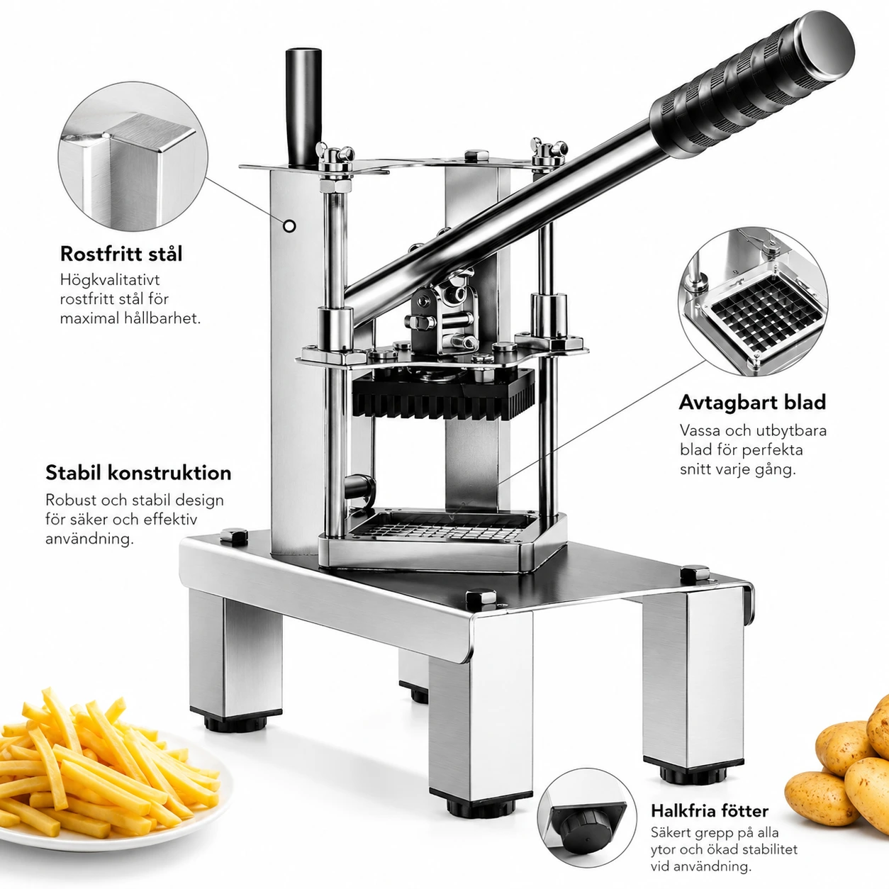 Pommes frites-skärare i rostfritt stål