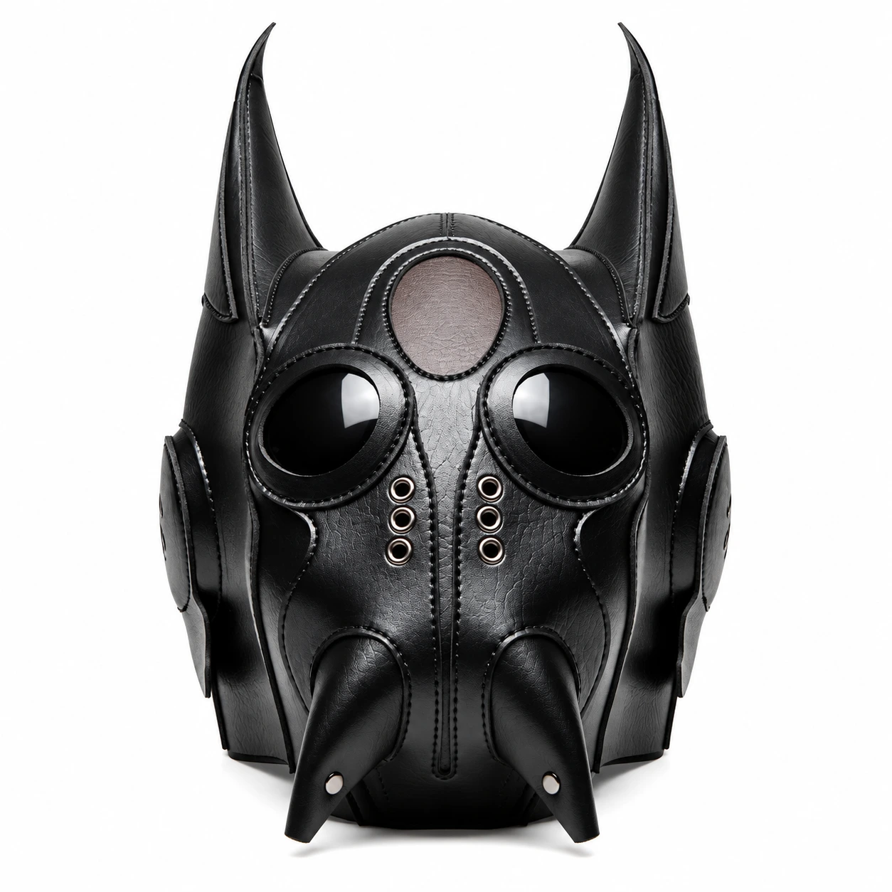 Svart Läder-Look Fladdermus Helmask med Mandibler
