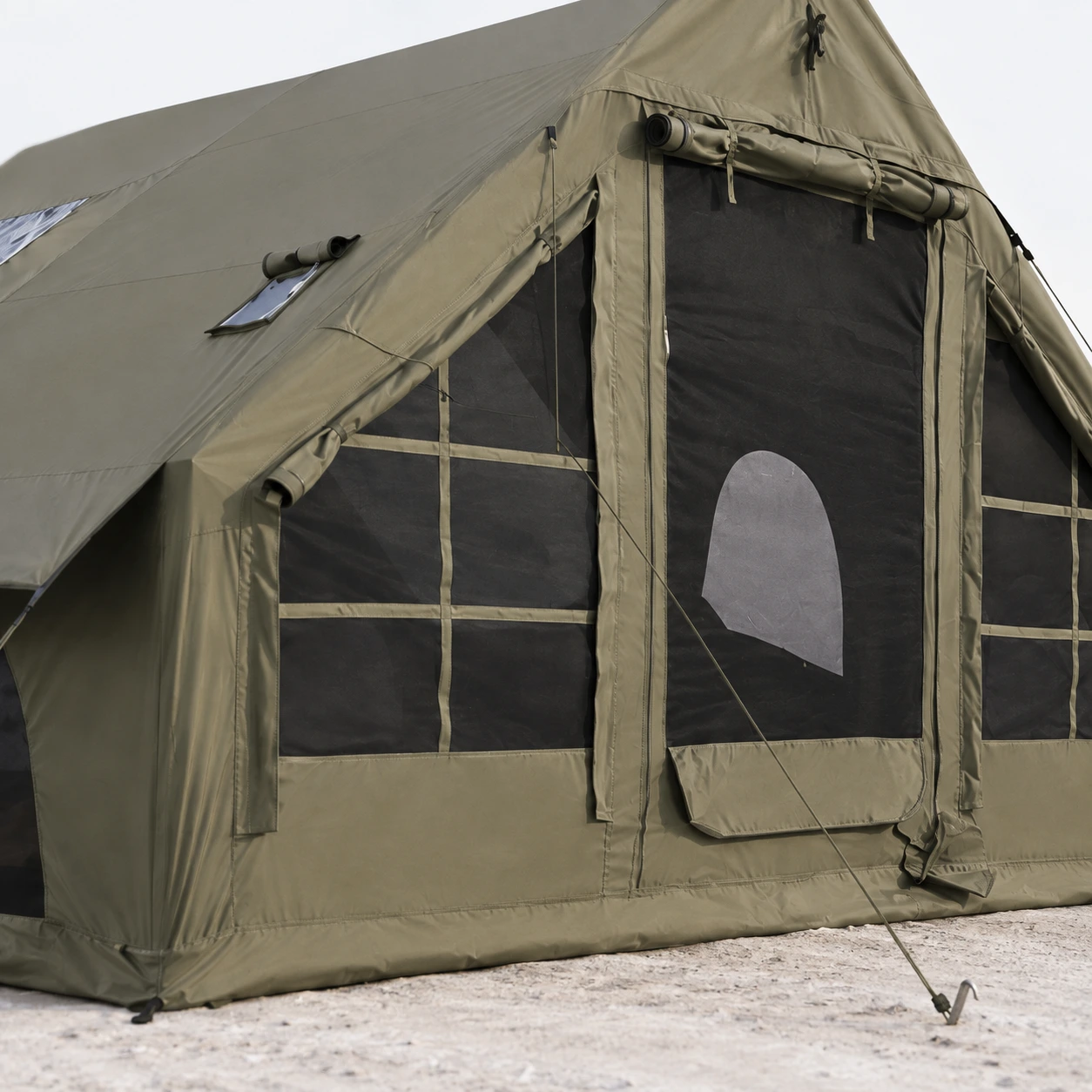 Uppblåsbart campingtält för familj med fönster