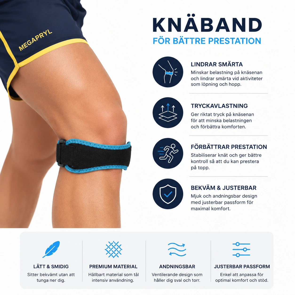 Knäband Justerbart – Stödrem för Sport & Träning