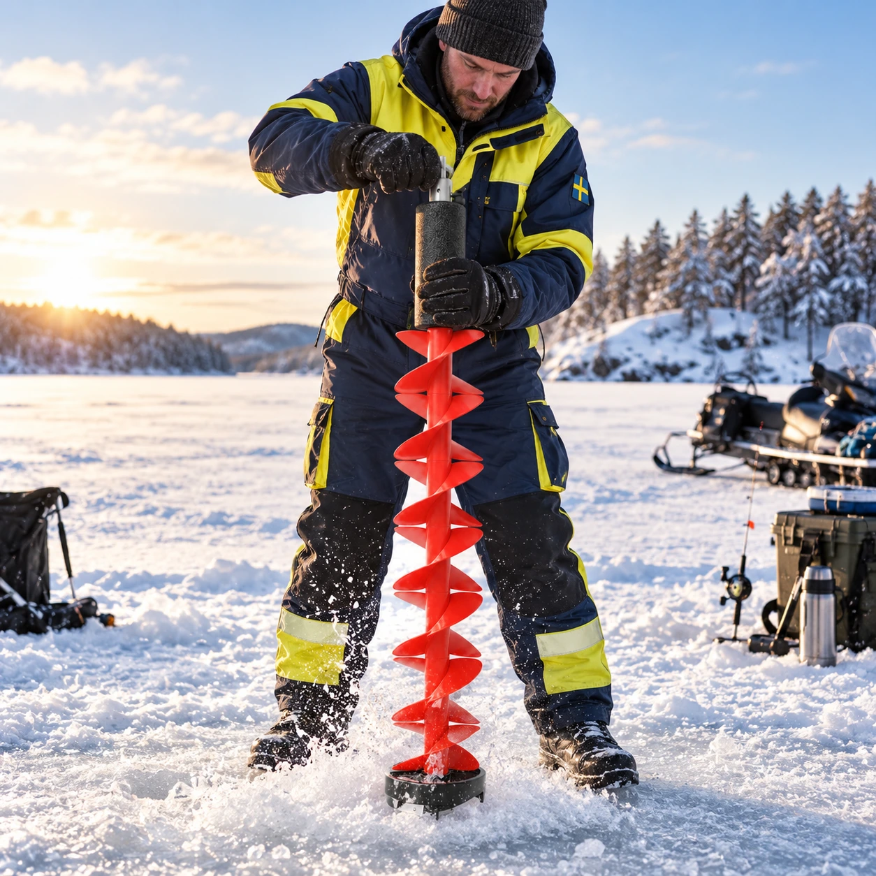 Jääkaira pilkkimiseen teräsuojuksella