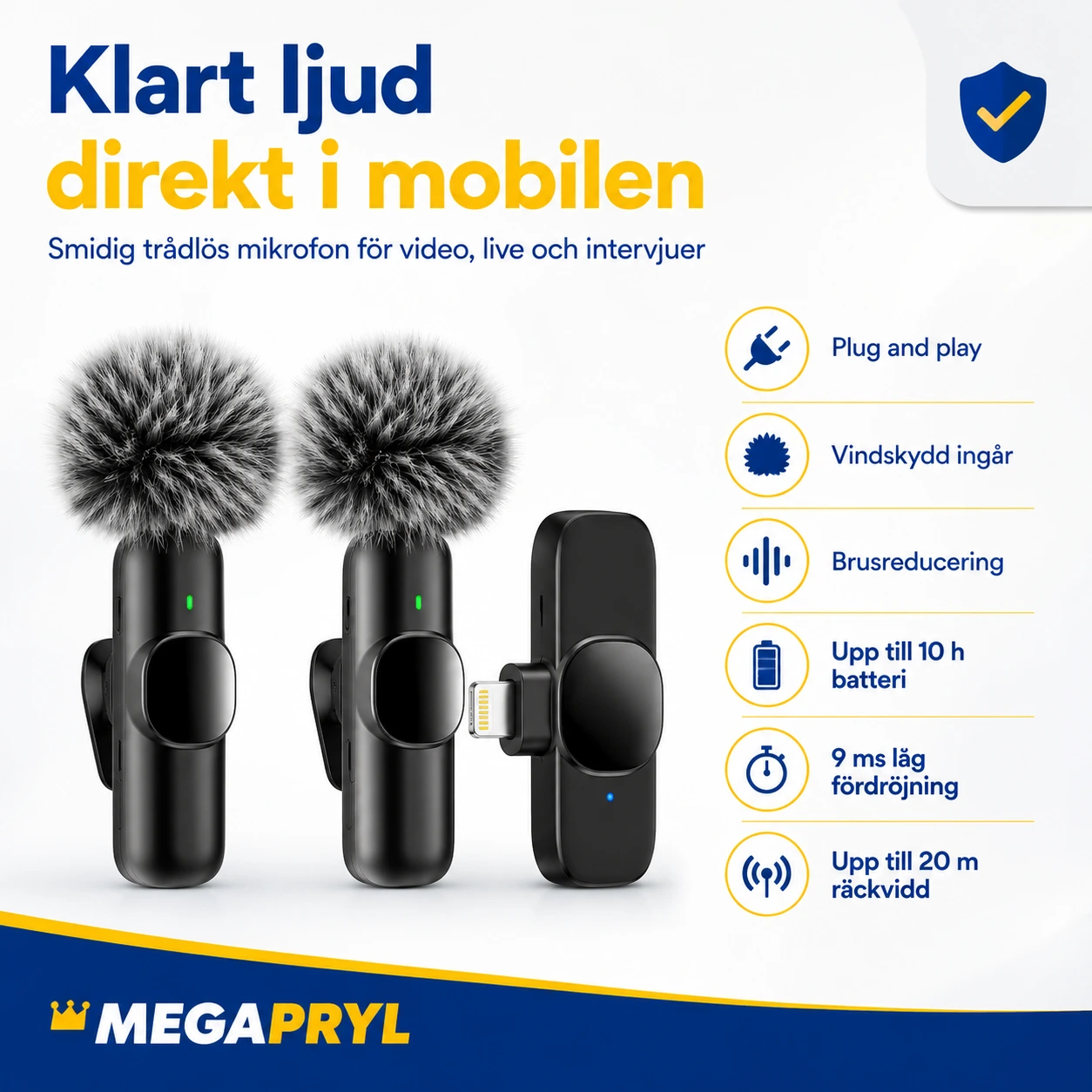 Trådlöst Mini Mikrofon Kit med Vindskydd för Mobilinspelning